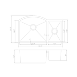 ZLINE 33 In. Under Mount Sink in Stainless Steel (Double Bowl) (SC70D-33)