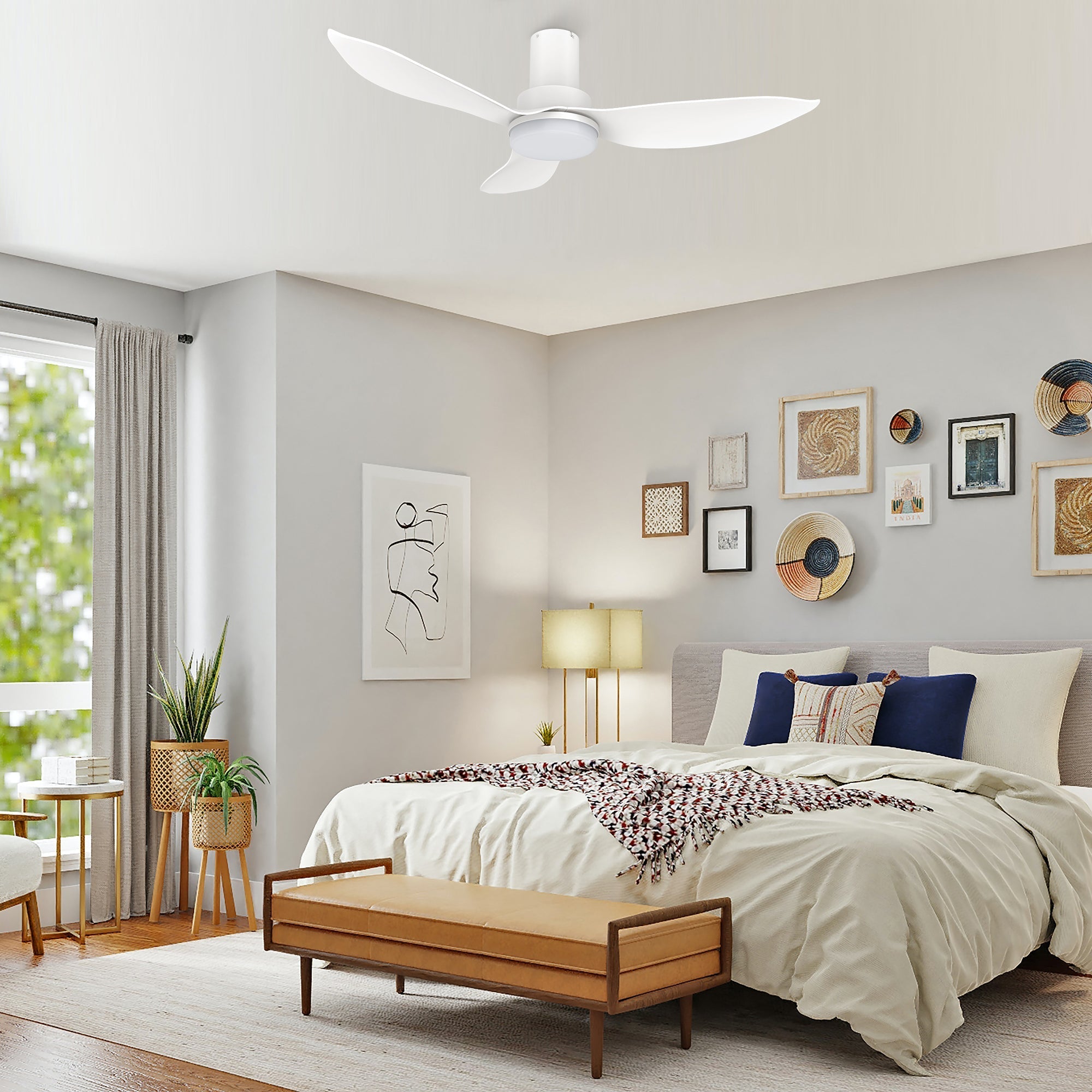 RYNA 36 In 3 Blade Smart Ceiling Fan With Integrated LED Lights With Google Home