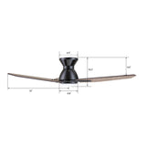 CALEN 44 In 3 Blade Smart Ceiling Fan With Integrated LED Lights With Google Home