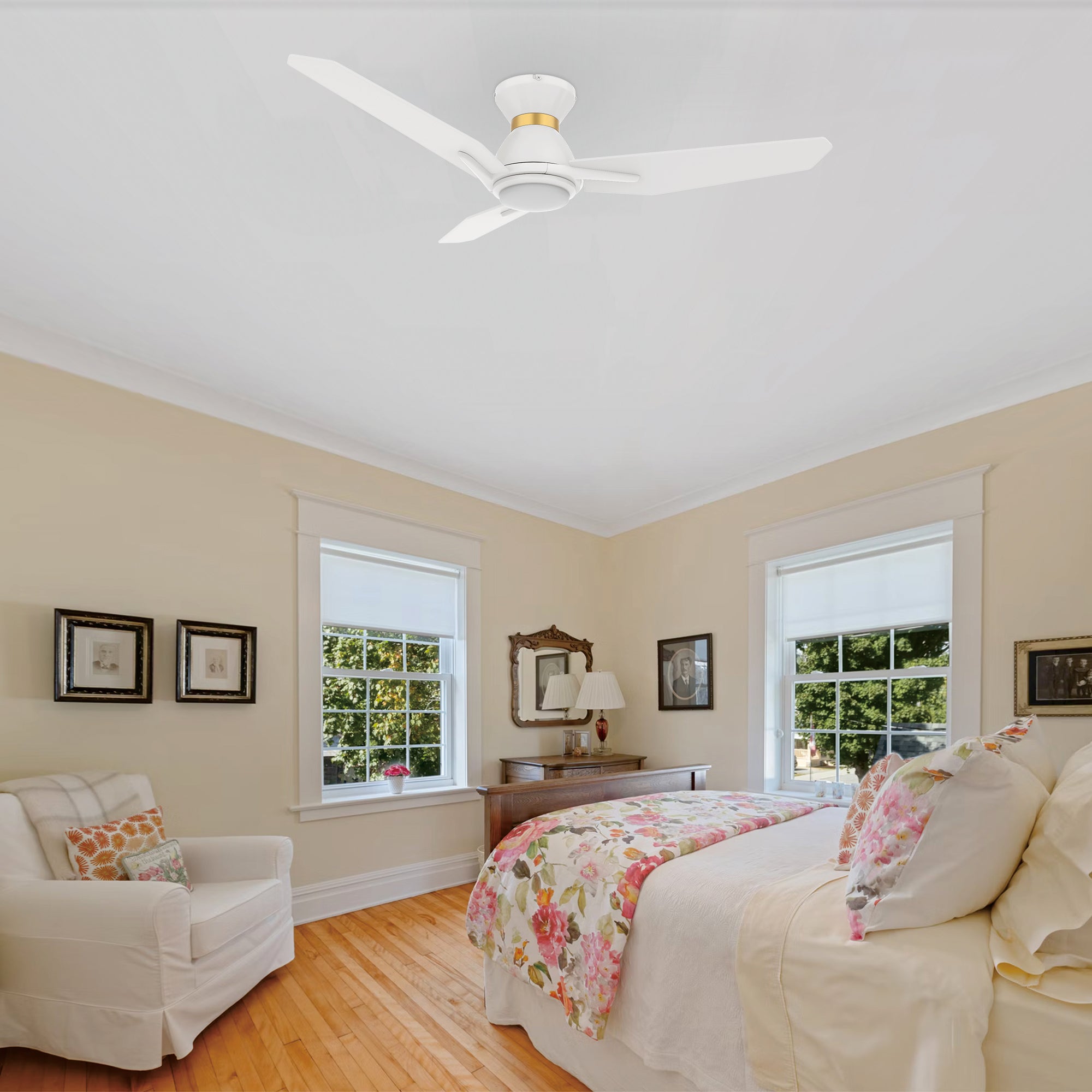 CALEN 44 In 3 Blade Smart Ceiling Fan With Integrated LED Lights With Google Home