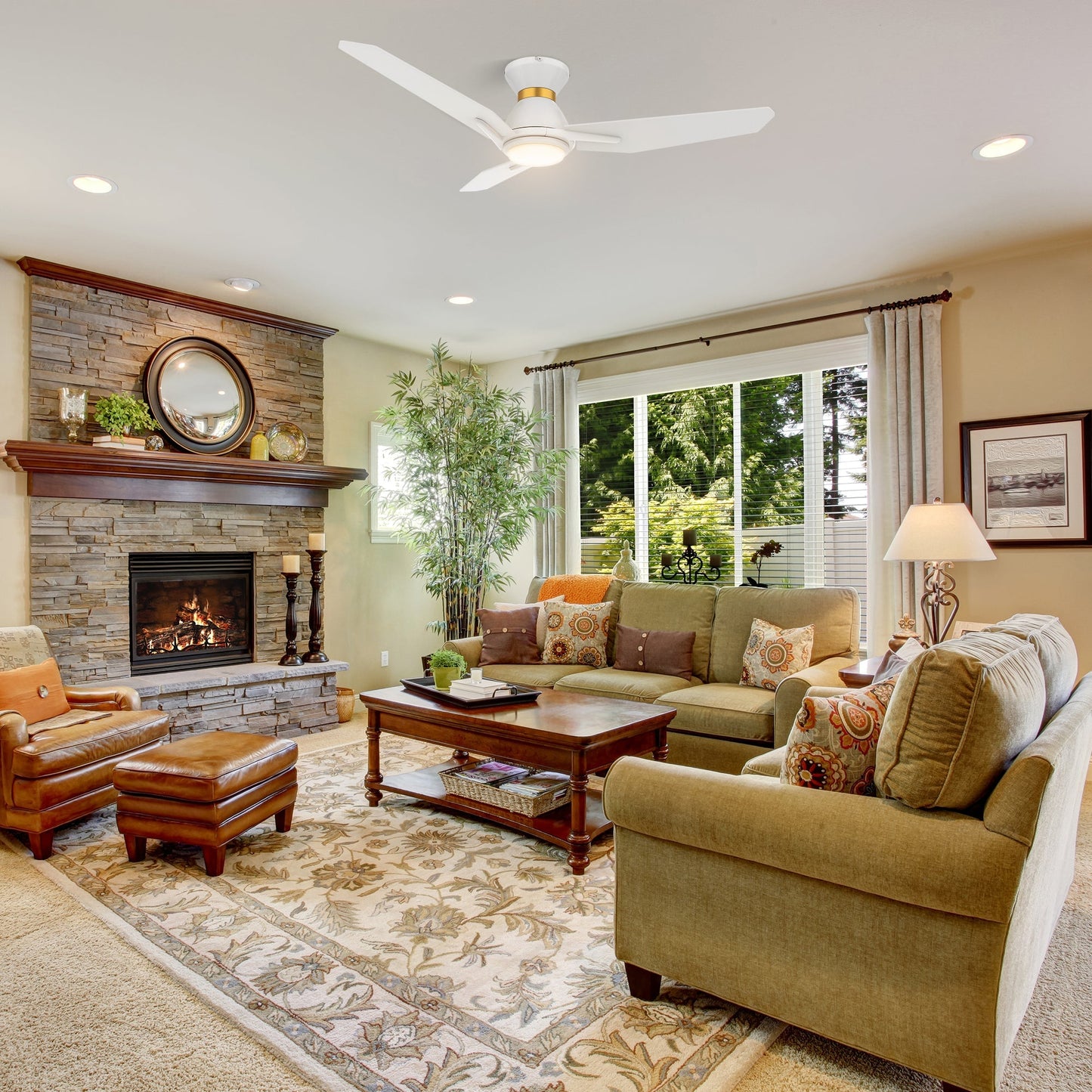 CALEN 44 In 3 Blade Smart Ceiling Fan With Integrated LED Lights With Google Home