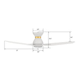 CALEN 44 In 3 Blade Smart Ceiling Fan With Integrated LED Lights With Google Home