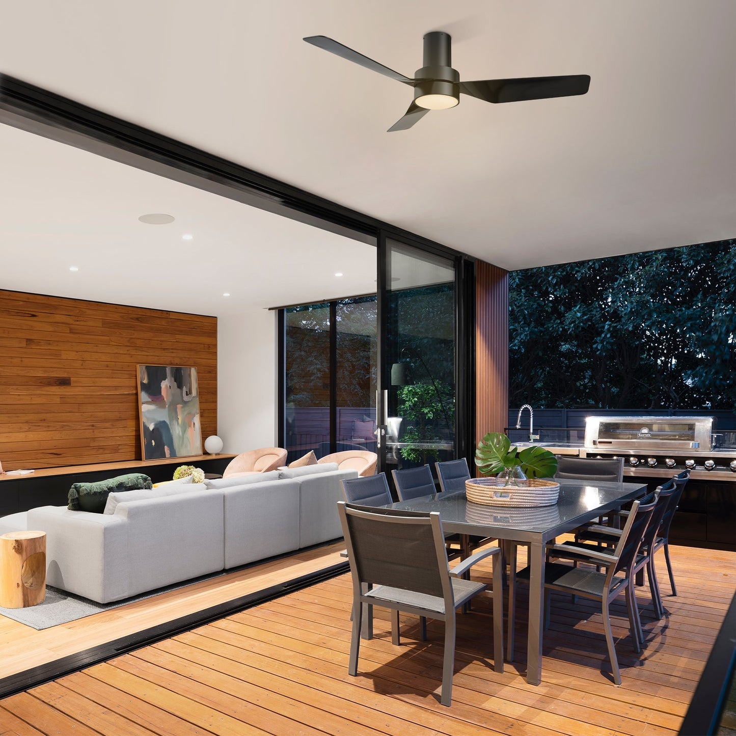 PORTER 44 In 3 Blade Smart Ceiling Fan With Integrated LED Lights With Google Home