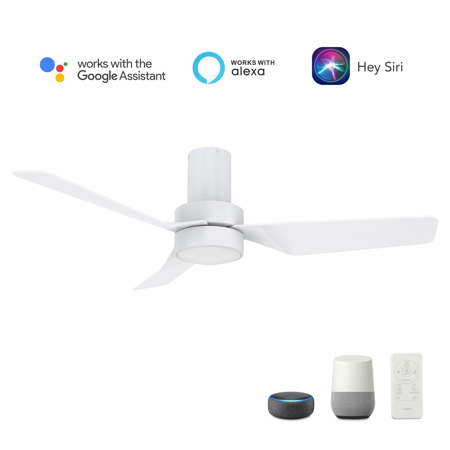 PORTER 44 In 3 Blade Smart Ceiling Fan With Integrated LED Lights With Google Home