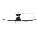 RYATT 45 In 3 Blade Smart Ceiling Fan With Integrated LED Lights With Google Home