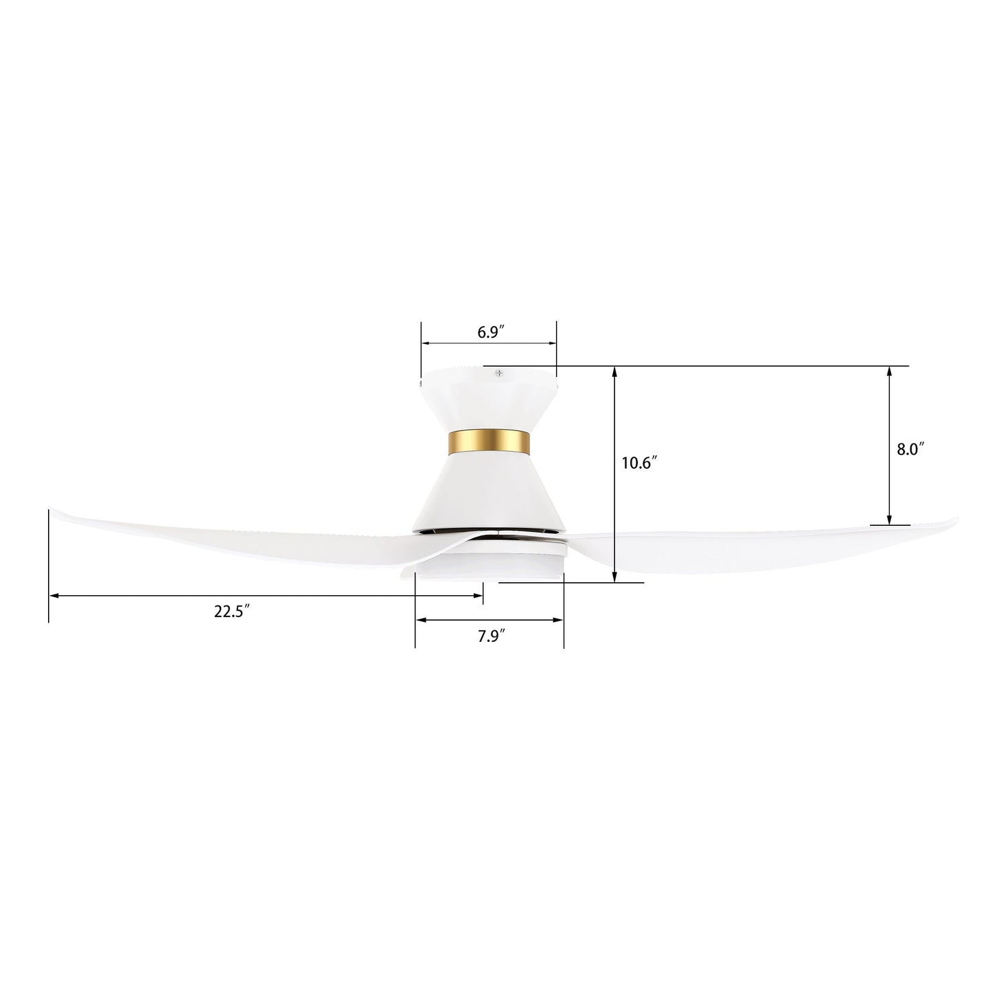 RYATT 45 In 3 Blade Smart Ceiling Fan With Integrated LED Lights With Google Home