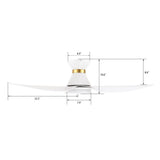 RYATT 45 In 3 Blade Smart Ceiling Fan With Integrated LED Lights With Google Home