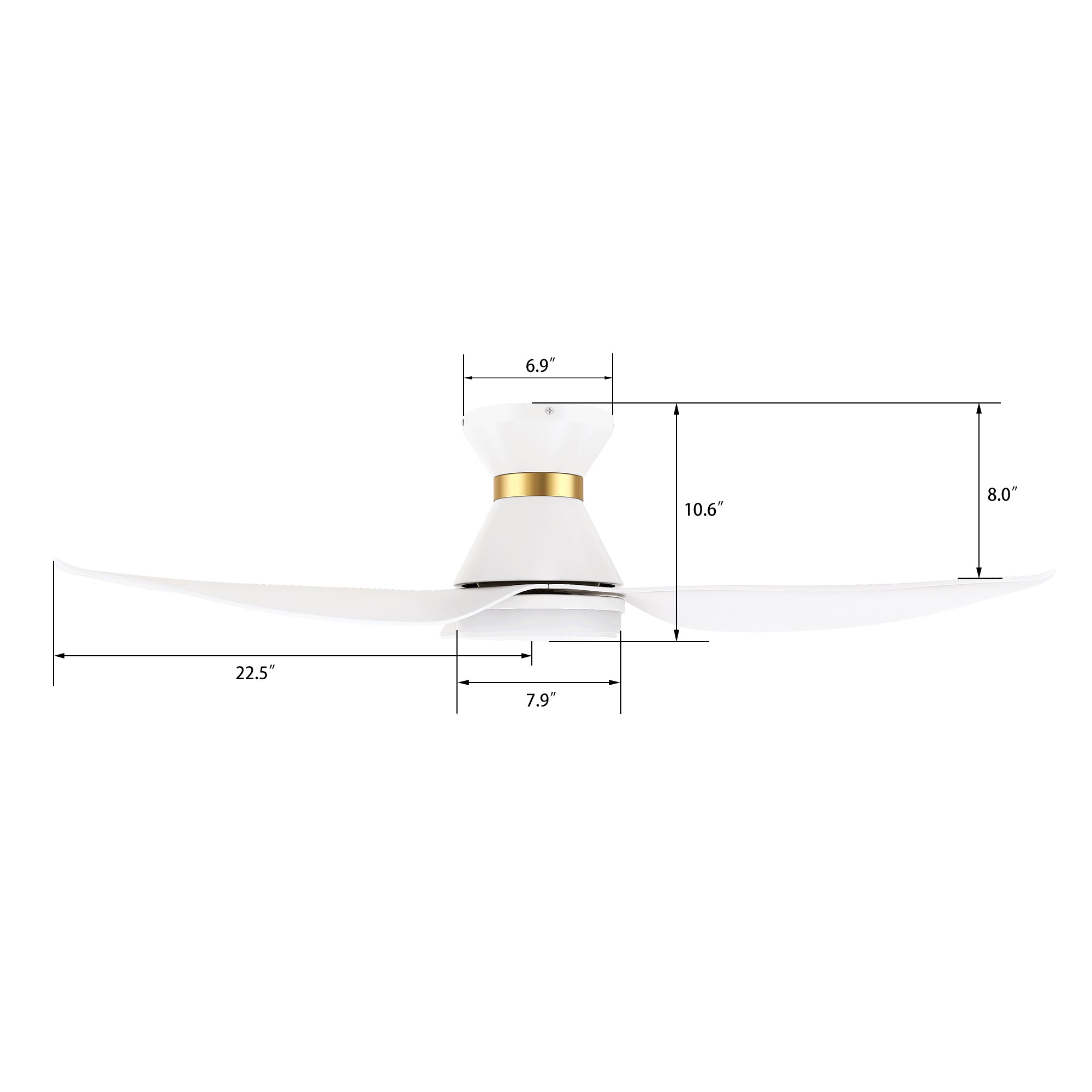 RYATT 45 In 3 Blade Smart Ceiling Fan With Integrated LED Lights With Google Home