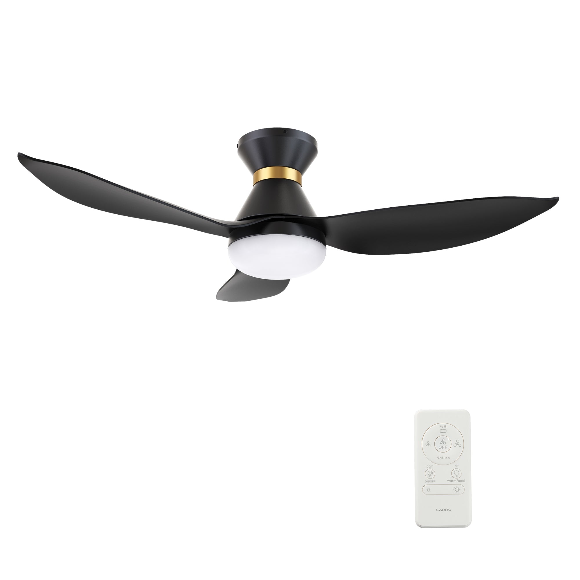Ryatt 45 Inch 3 Blade Flush Mount Ceiling Fan With Led Light Kit Remote