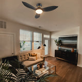 Ryatt 45 Inch 3 Blade Flush Mount Ceiling Fan With Led Light Kit Remote