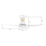Ryatt 45 Inch 3 Blade Flush Mount Ceiling Fan With Led Light Kit Remote