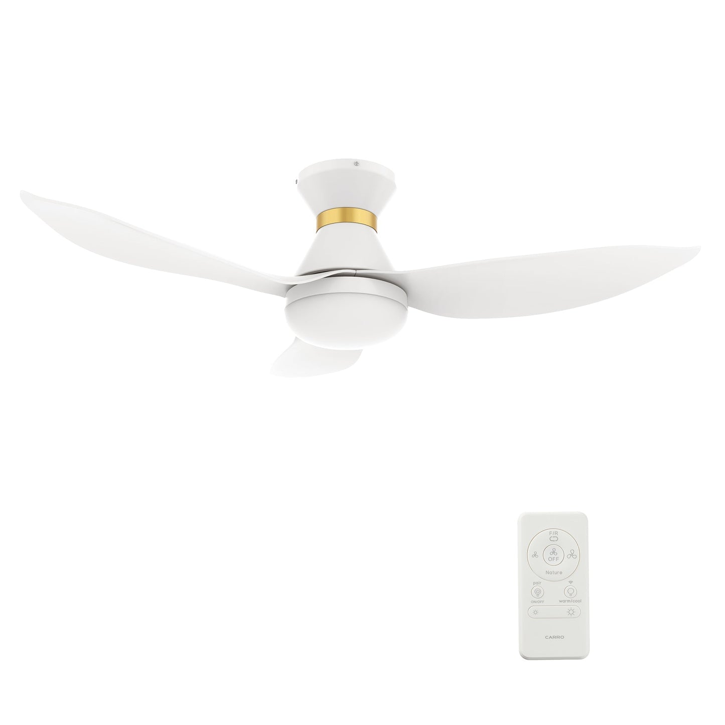 Ryatt 45 Inch 3 Blade Flush Mount Ceiling Fan With Led Light Kit Remote