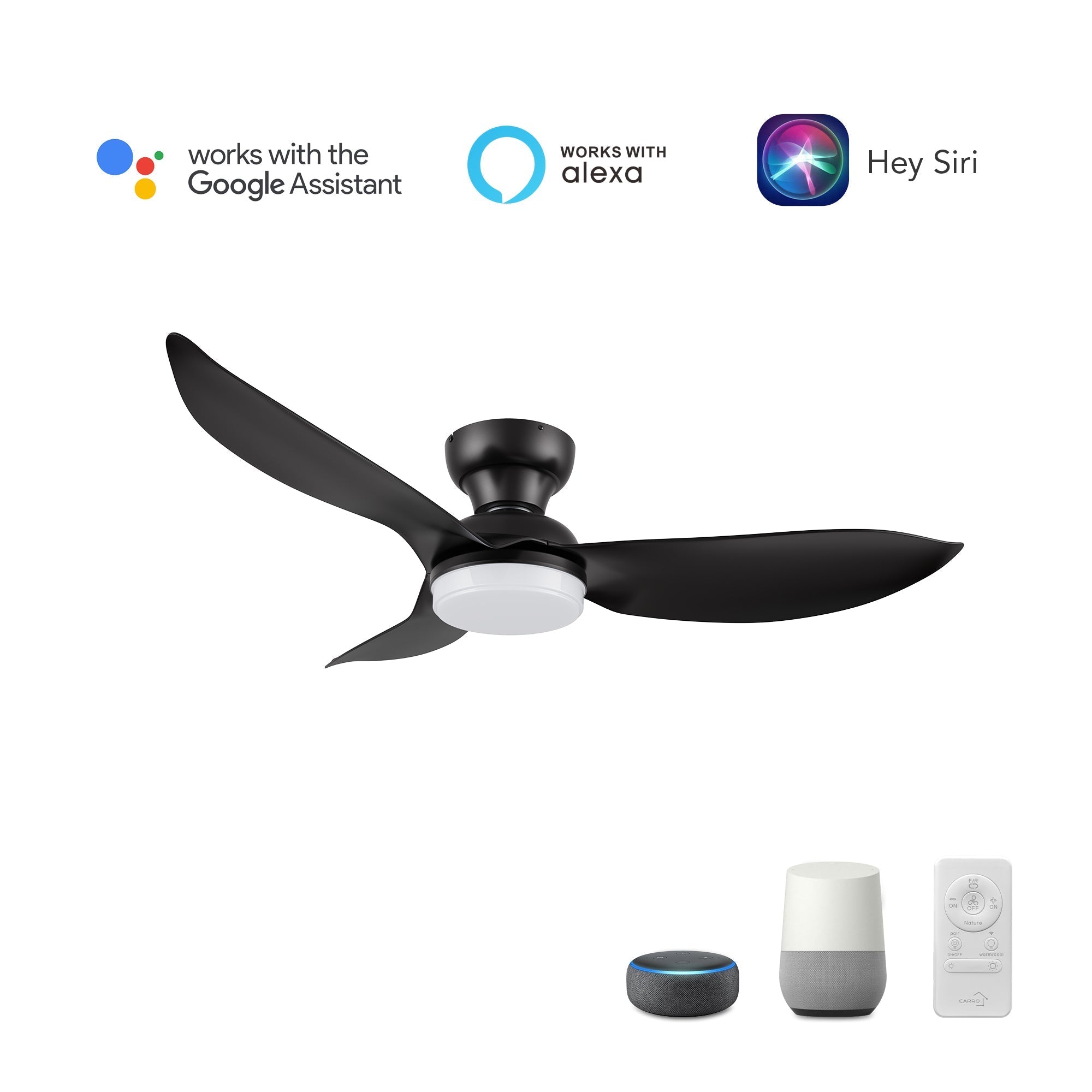 UPTON 45 In 3 Blade Smart Ceiling Fan With Integrated LED Lights With Google Home