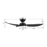 UPTON 45 In 3 Blade Smart Ceiling Fan With Integrated LED Lights With Google Home
