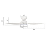UPTON 45 In 3 Blade Smart Ceiling Fan With Integrated LED Lights With Google Home