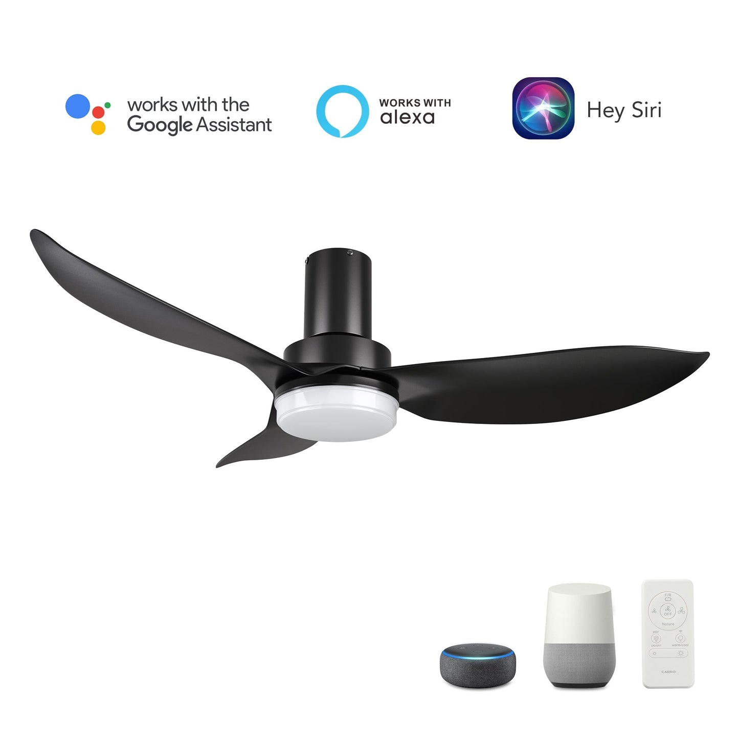 RYNA 45 In 3 Blade Smart Ceiling Fan With Integrated LED Lights With Google Home