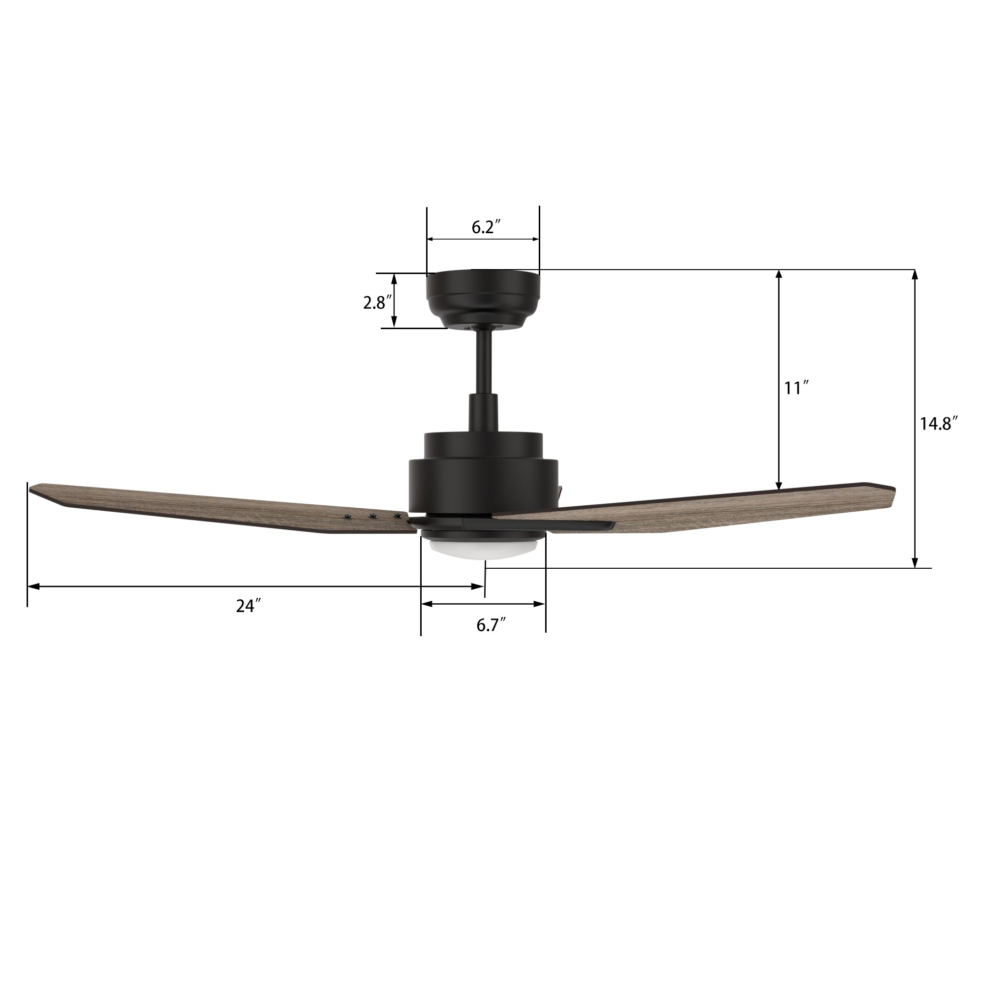 CALEN 48 In 3 Blade Smart Ceiling Fan With Integrated LED Lights With Google Home