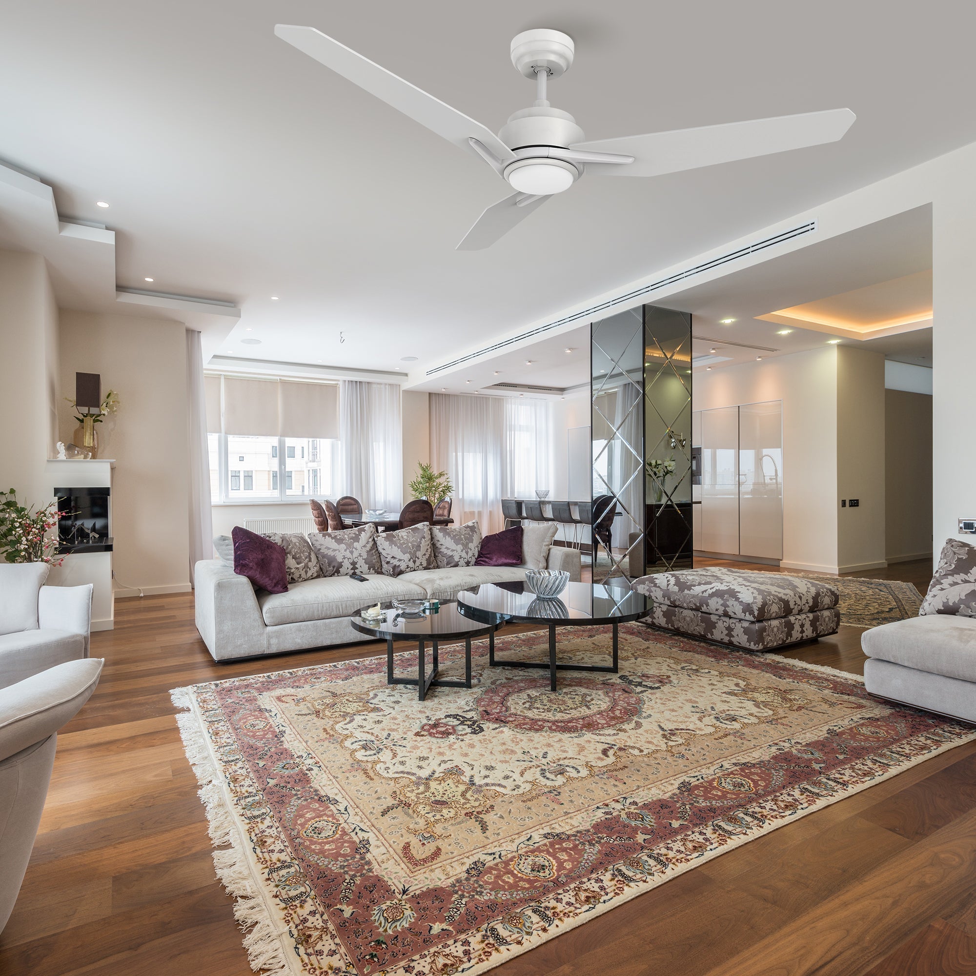 CALEN 48 In 3 Blade Smart Ceiling Fan With Integrated LED Lights With Google Home