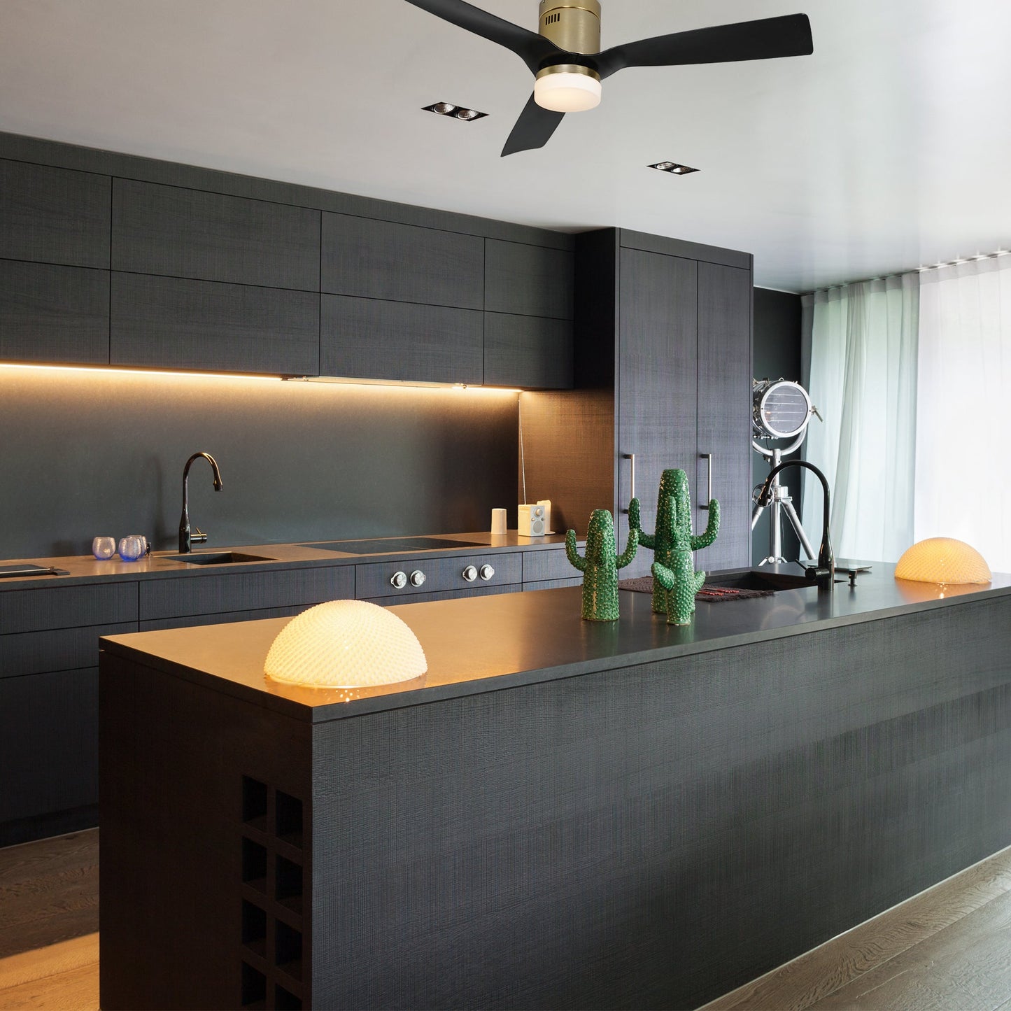 SPEZIA 48 In 3 Blade Smart Ceiling Fan With Integrated LED Lights With Google Home