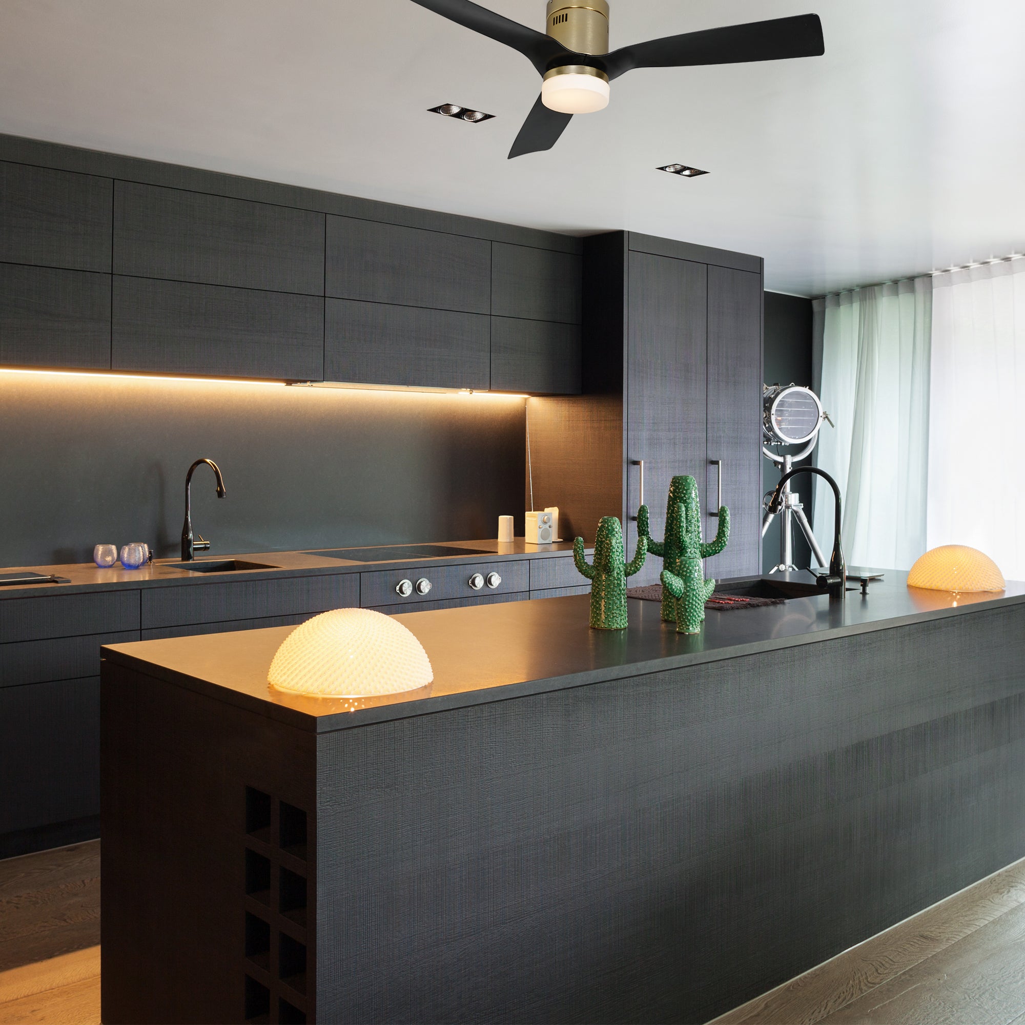 SPEZIA 48 In 3 Blade Smart Ceiling Fan With Integrated LED Lights With Google Home