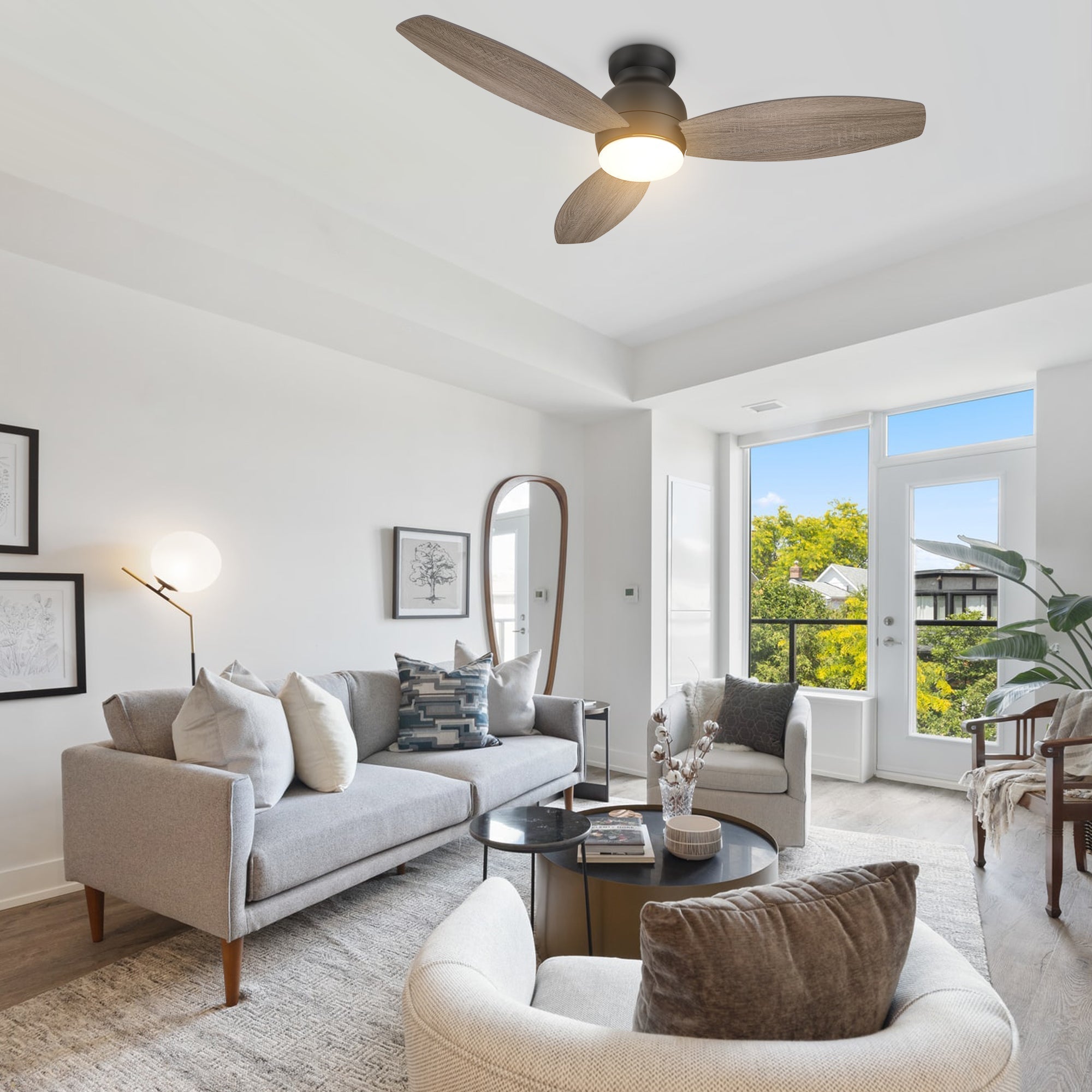 TRENTO 48 In 3 Blade Smart Ceiling Fan With Integrated LED Lights With Google Home