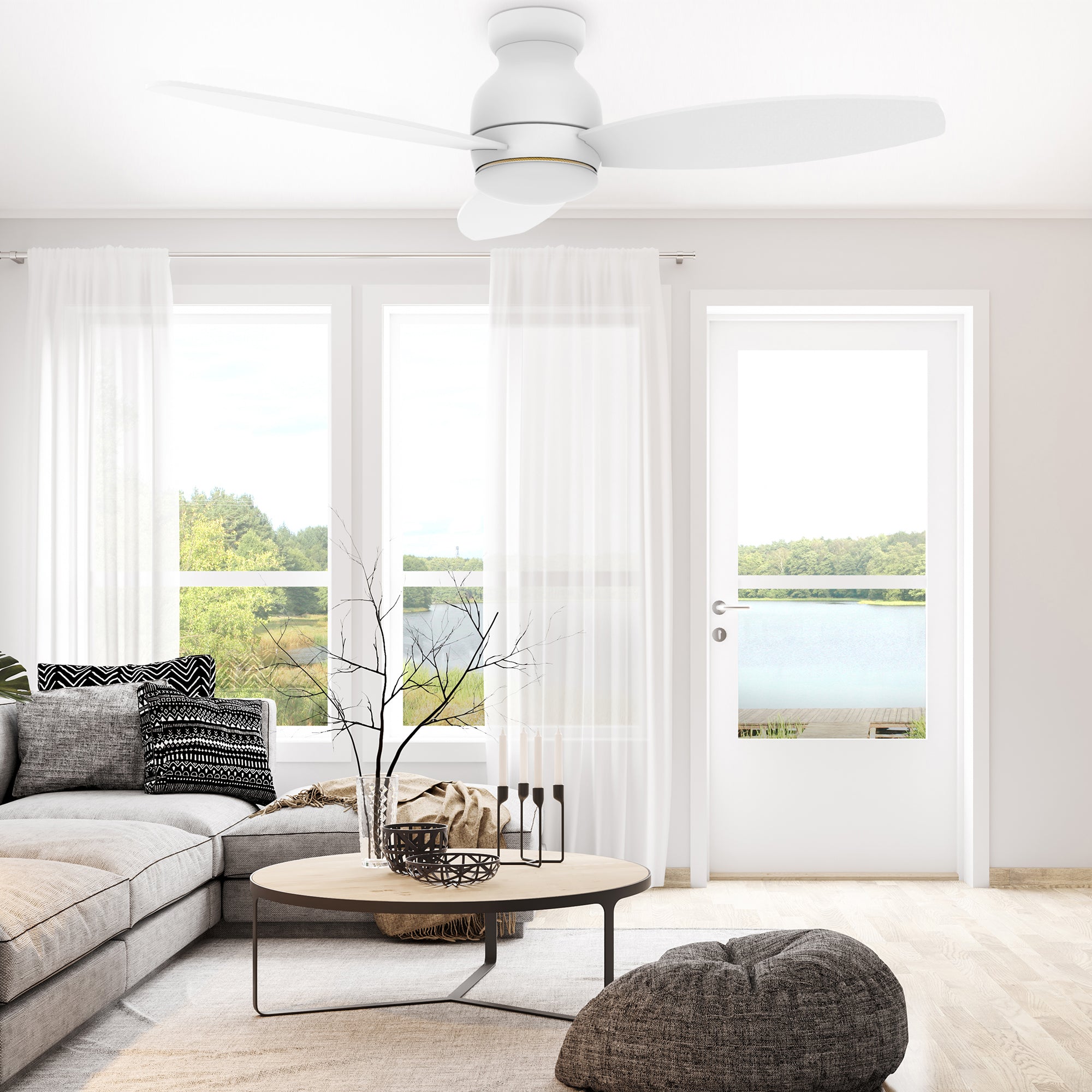TRENTO 48 In 3 Blade Smart Ceiling Fan With Integrated LED Lights With Google Home
