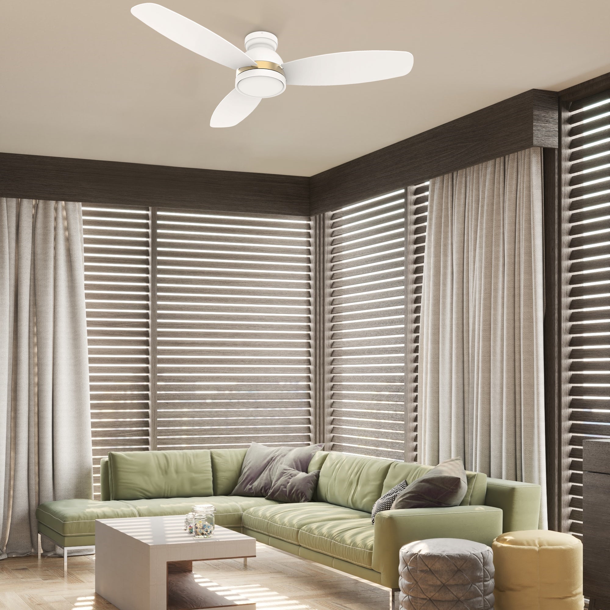 FREMONT 48 In 3 Blade Smart Ceiling Fan With Integrated LED Lights With Google Home