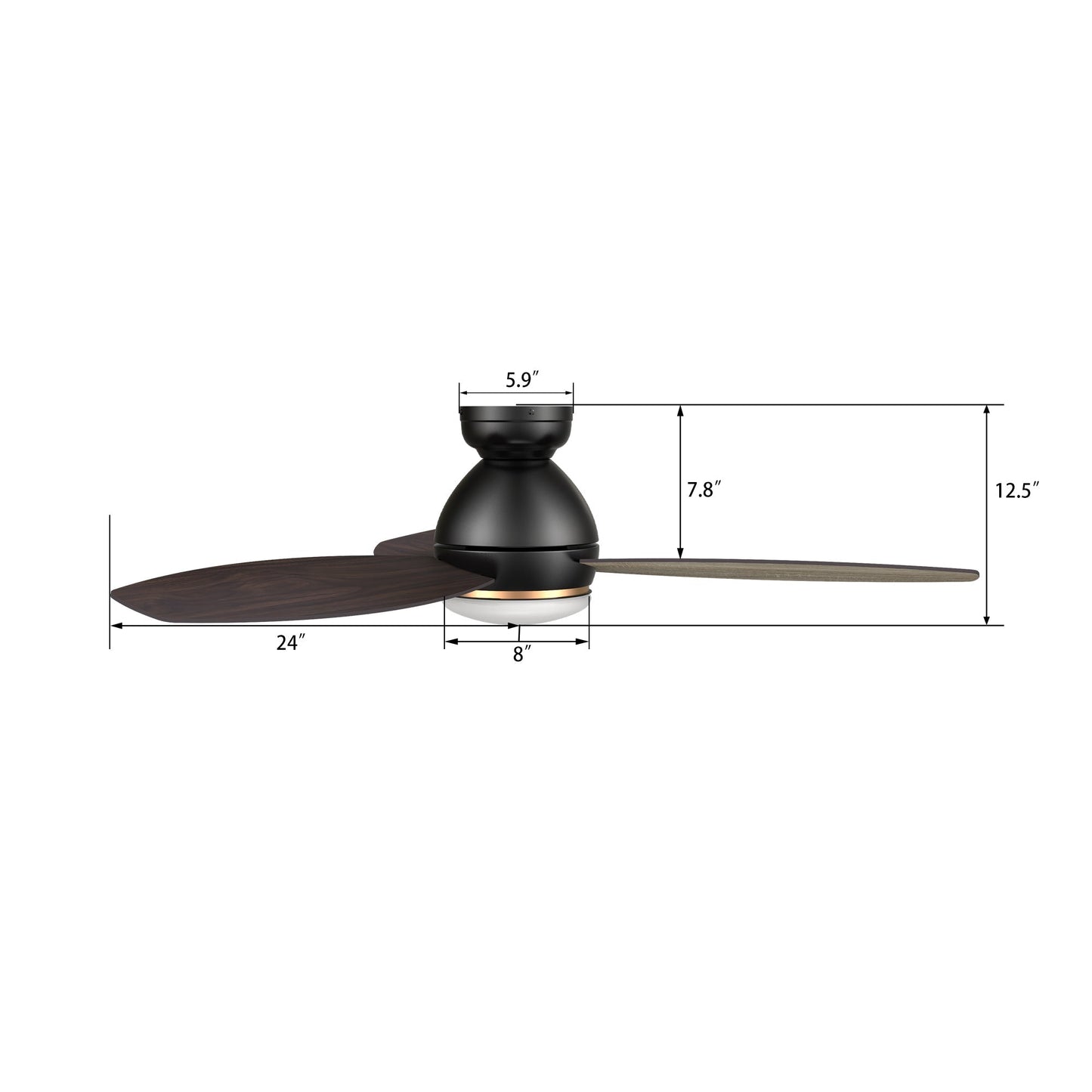 HOBART 48 In 3 Blade Smart Ceiling Fan With Integrated LED Lights With Google Home
