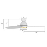 HOBART 48 In 3 Blade Smart Ceiling Fan With Integrated LED Lights With Google Home