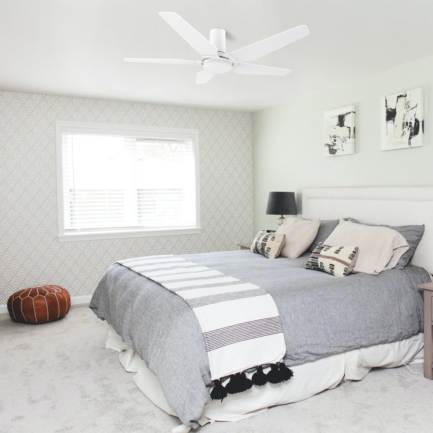 KAJ 48 In 5 Blade Smart Ceiling Fan With Integrated LED Lights With Google Home