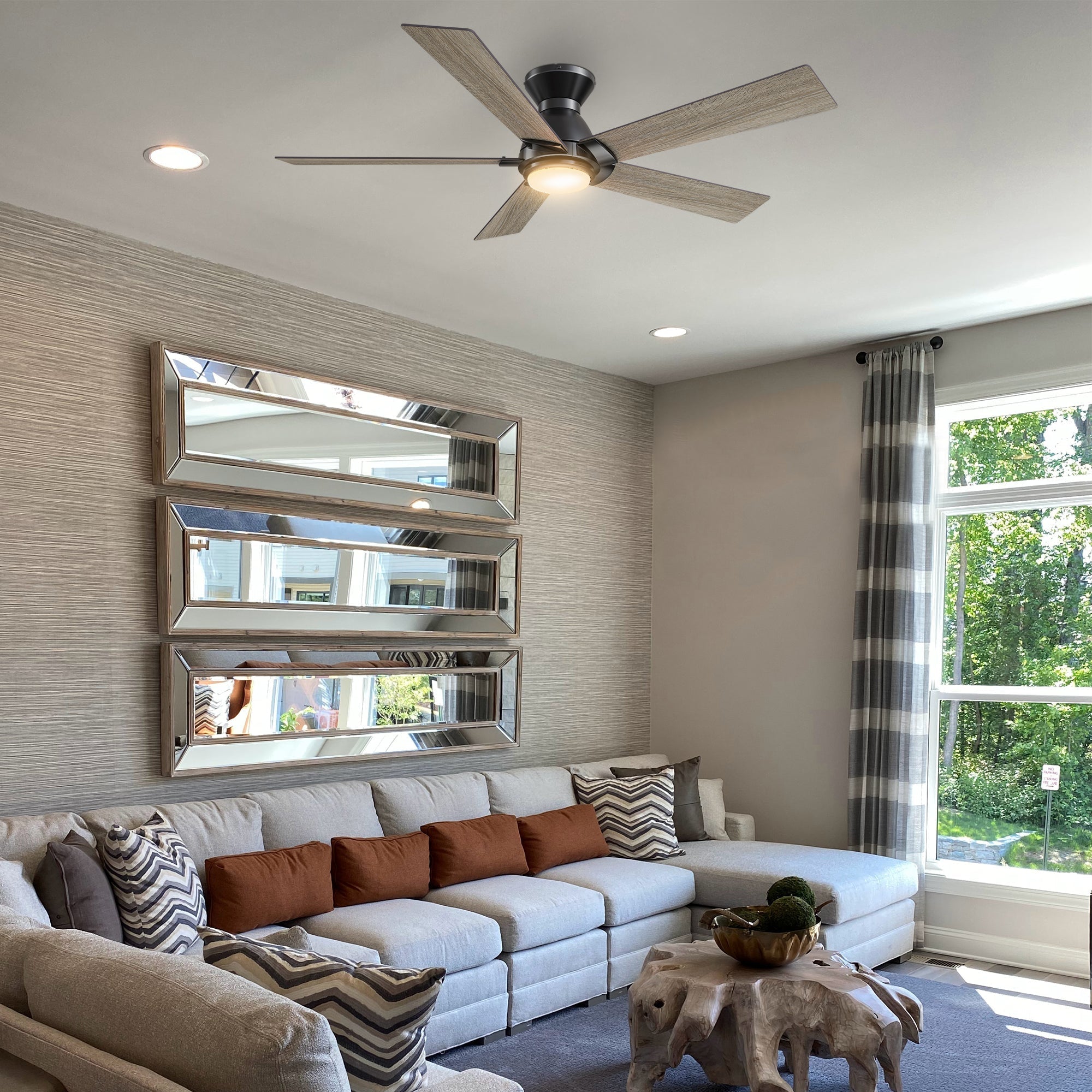 ASCENDER 48 inch 5-Blade Flush Mount Smart Ceiling Fan with LED Light & Remote