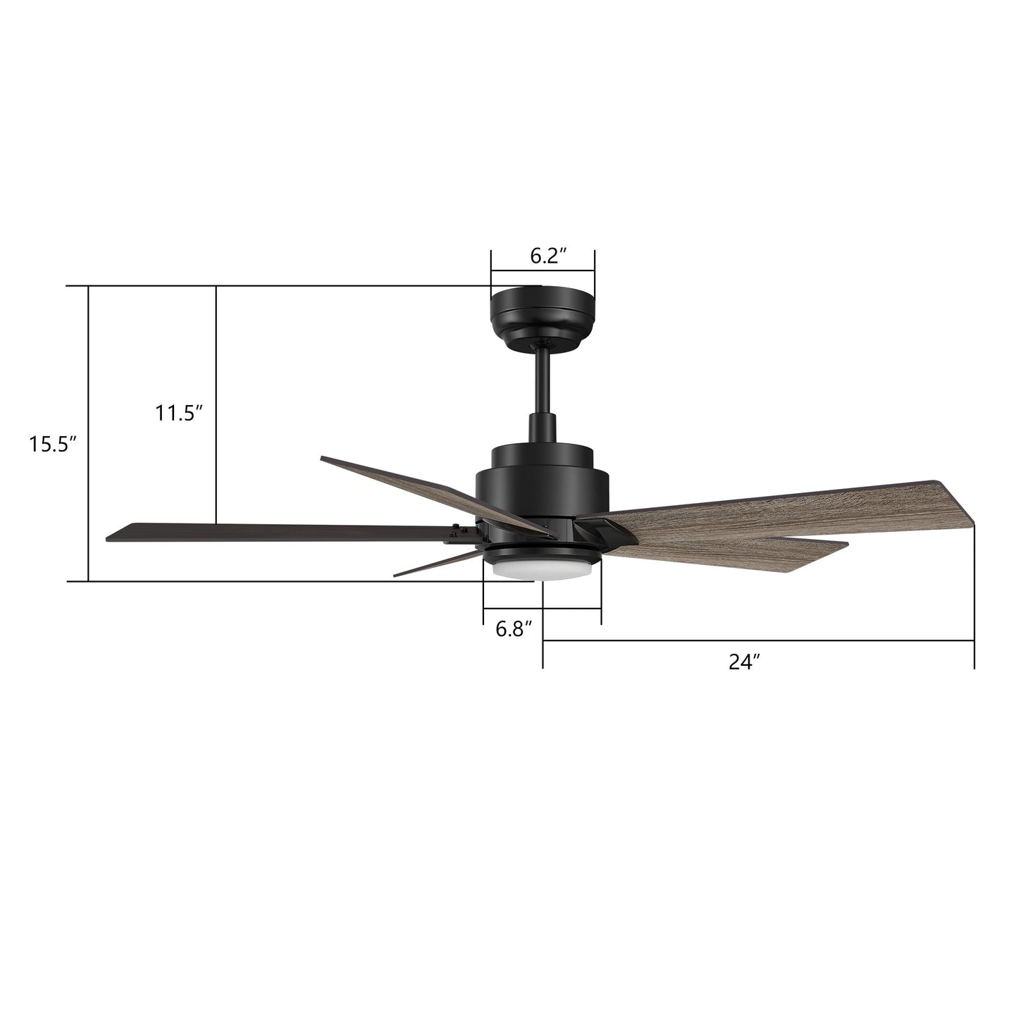 ASCENDER 48 In 5 Blade Smart Ceiling Fan With Integrated LED Lights With Google Home
