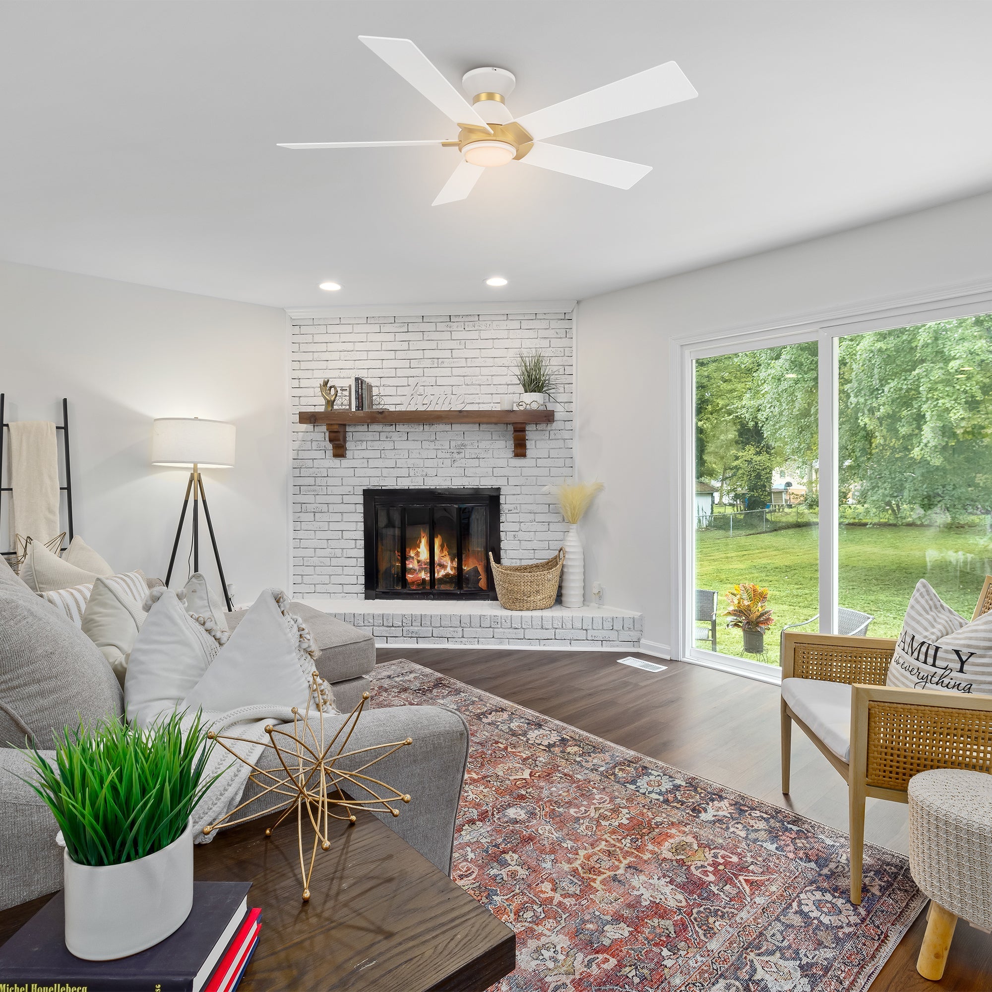 ASCENDER 48 inch 5-Blade Flush Mount Smart Ceiling Fan with LED Light & Remote