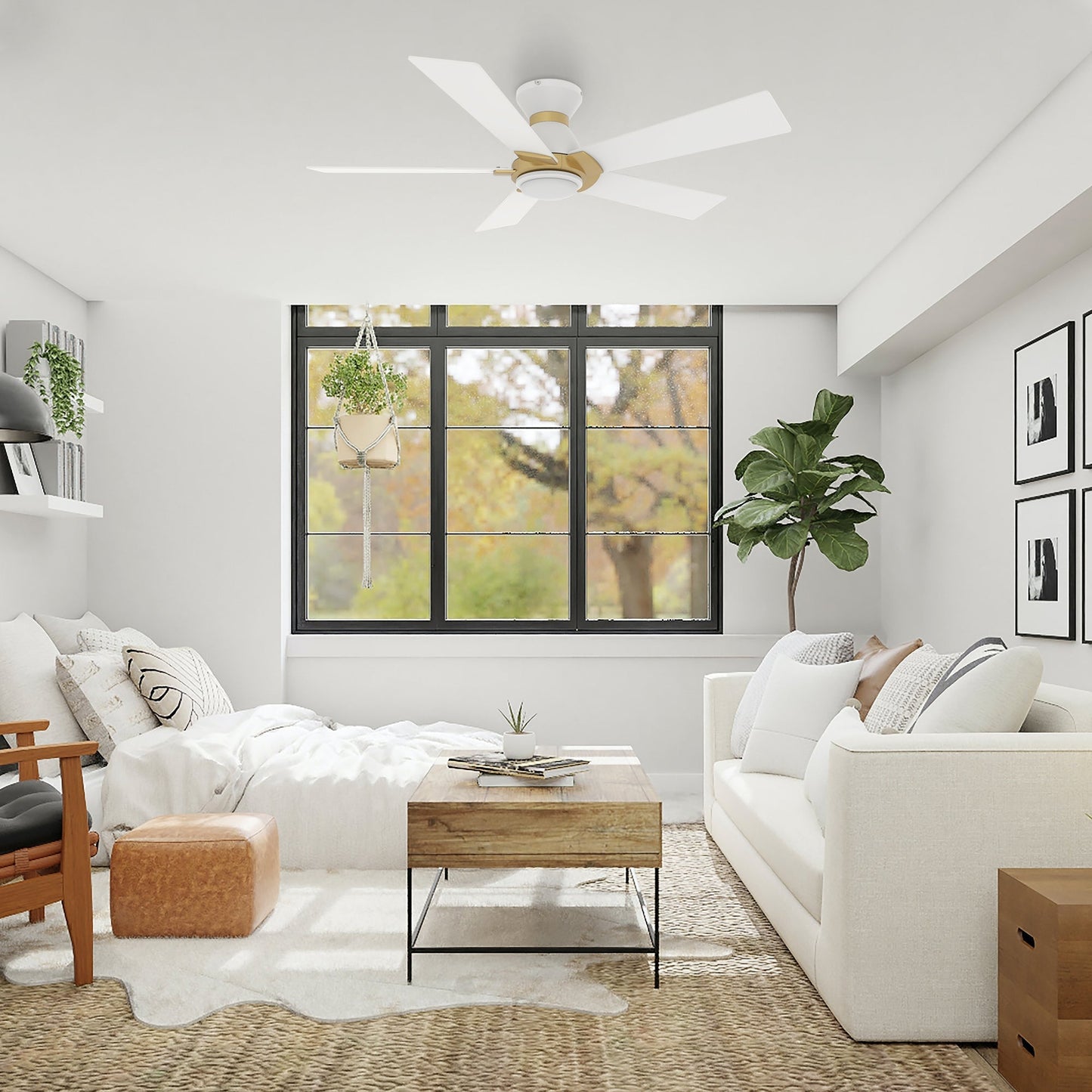 ASCENDER 48 inch 5-Blade Flush Mount Smart Ceiling Fan with LED Light & Remote