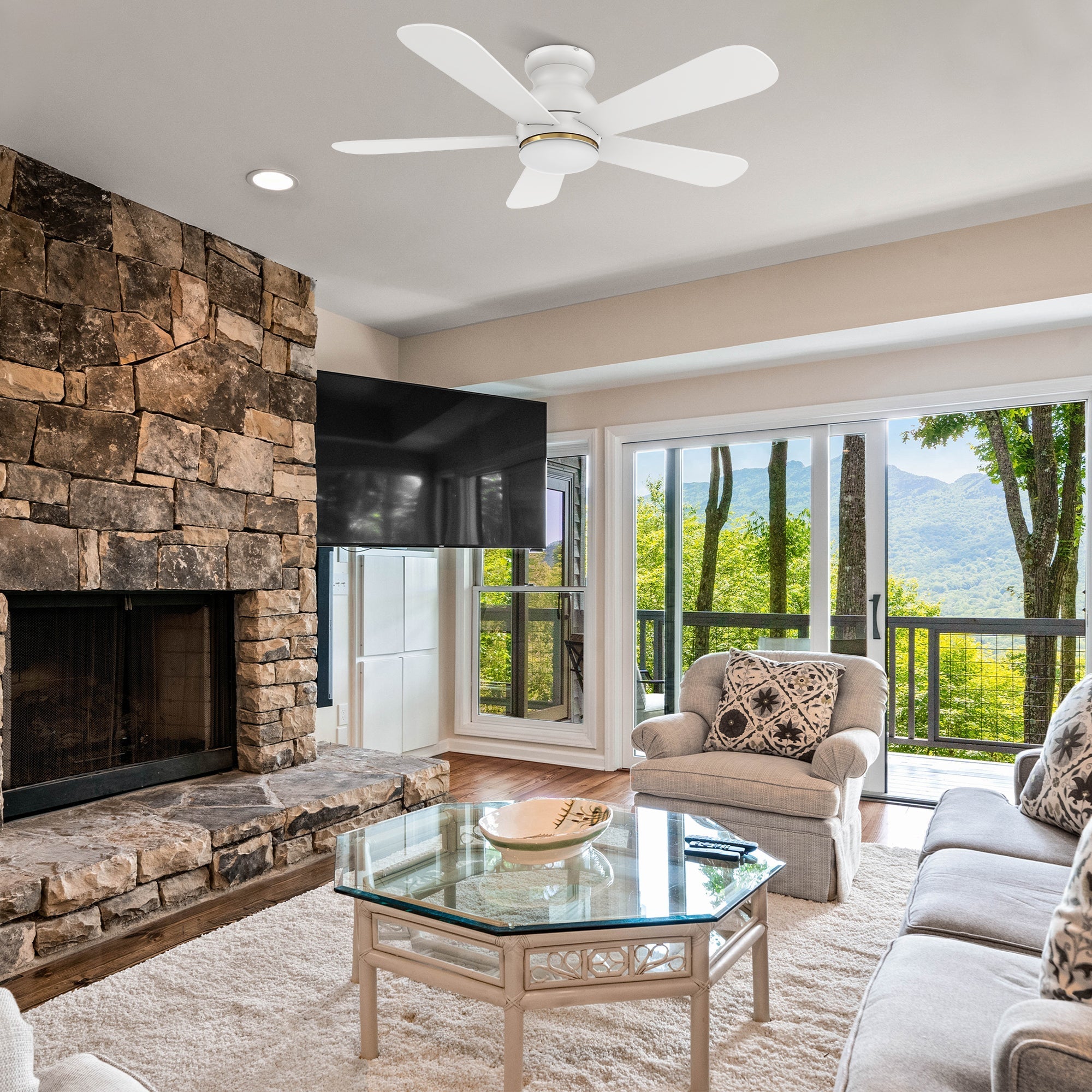 DUBOIS 48 In 5 Blade Smart Ceiling Fan With Integrated LED Lights With Google Home