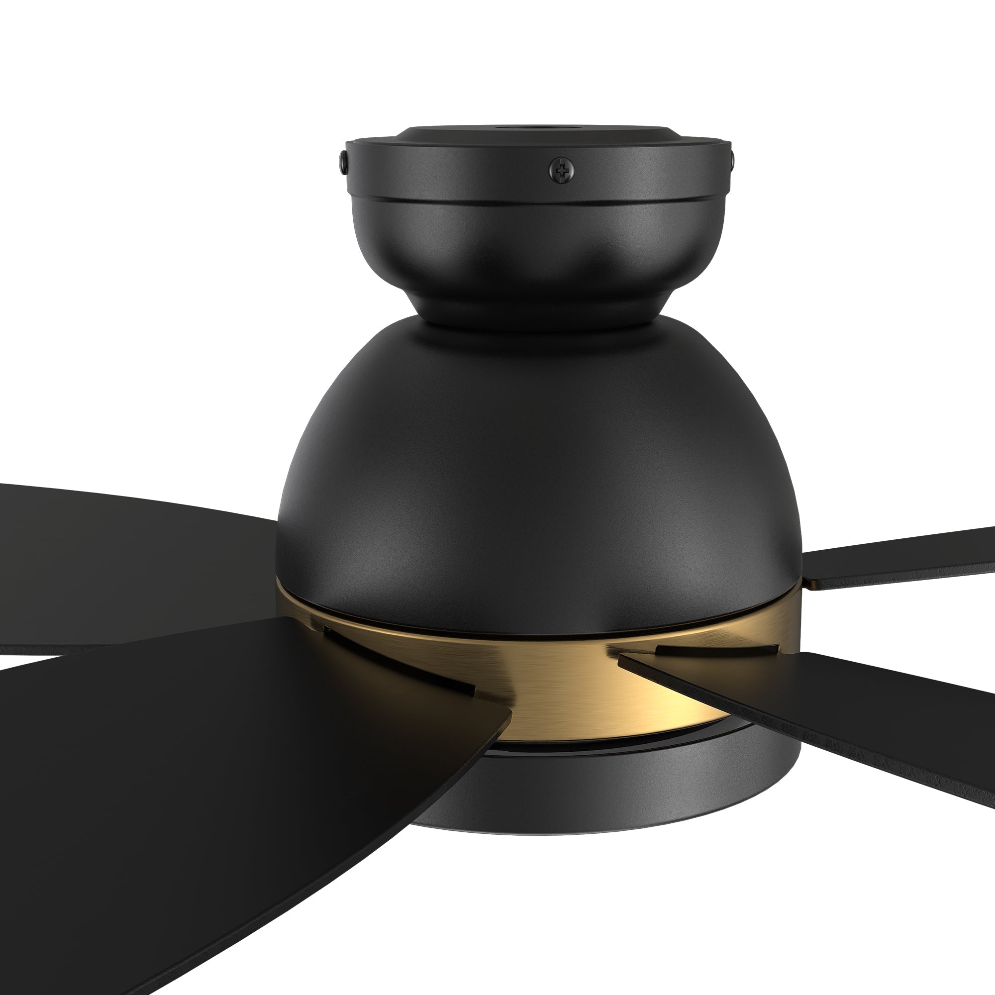 Granville 48 Inch 5 Blade Flush Mount Smart Ceiling Fan With Led Light Kit Remote Black Black Gold Detail