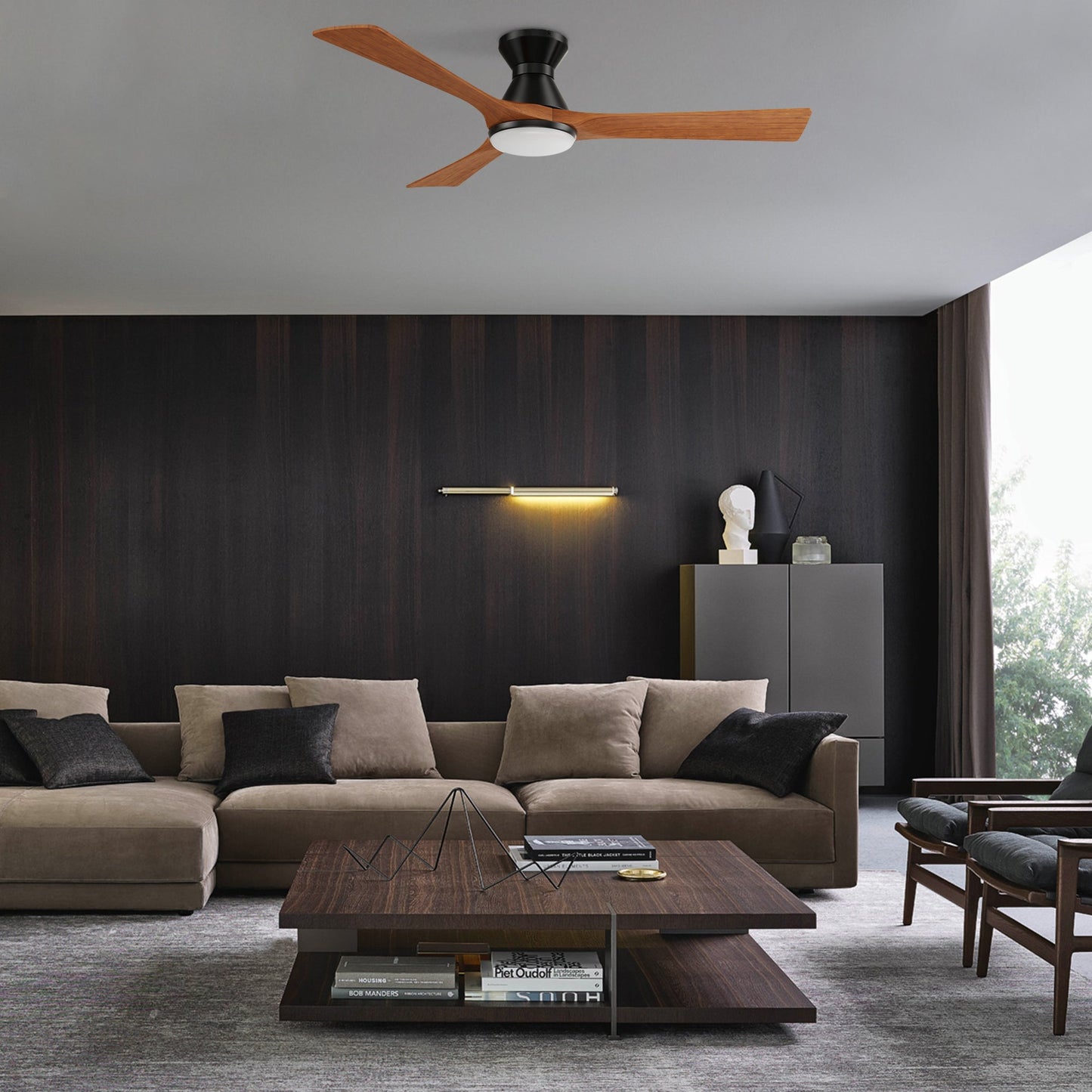 NICOLET 52 In 3 Blade Smart Ceiling Fan With Integrated LED Lights With Google Home