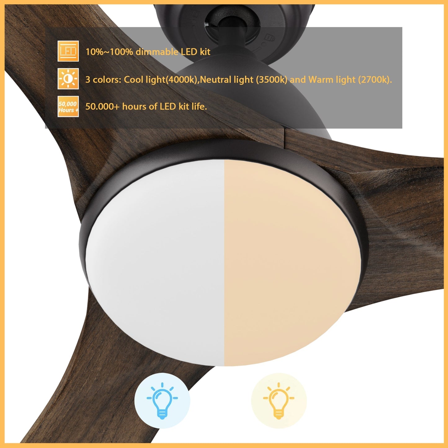 NICOLET 52 inch 3-Blade Smart Ceiling Fan with LED Light & Remote