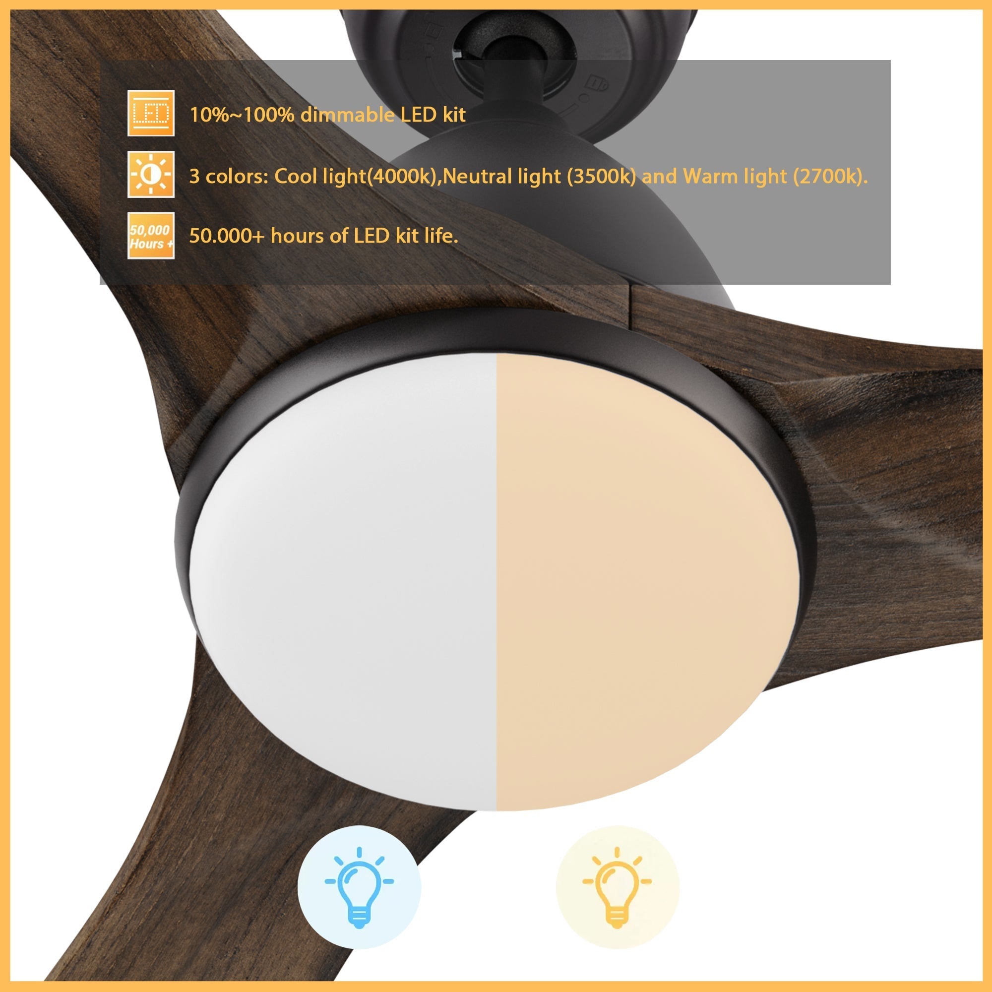 NICOLET 52 inch 3-Blade Smart Ceiling Fan with LED Light & Remote