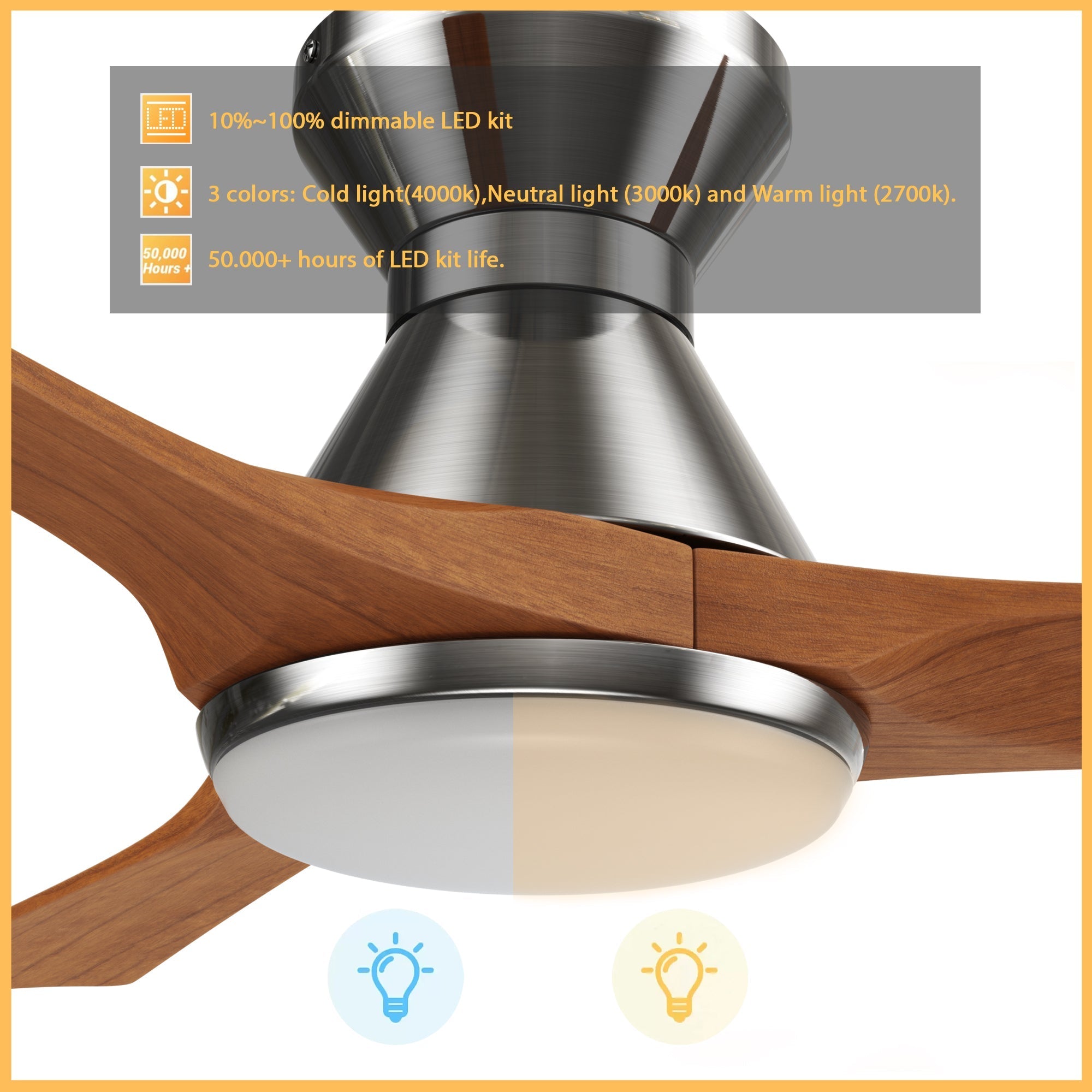 NICOLET 52 In 3 Blade Smart Ceiling Fan With Integrated LED Lights With Google Home