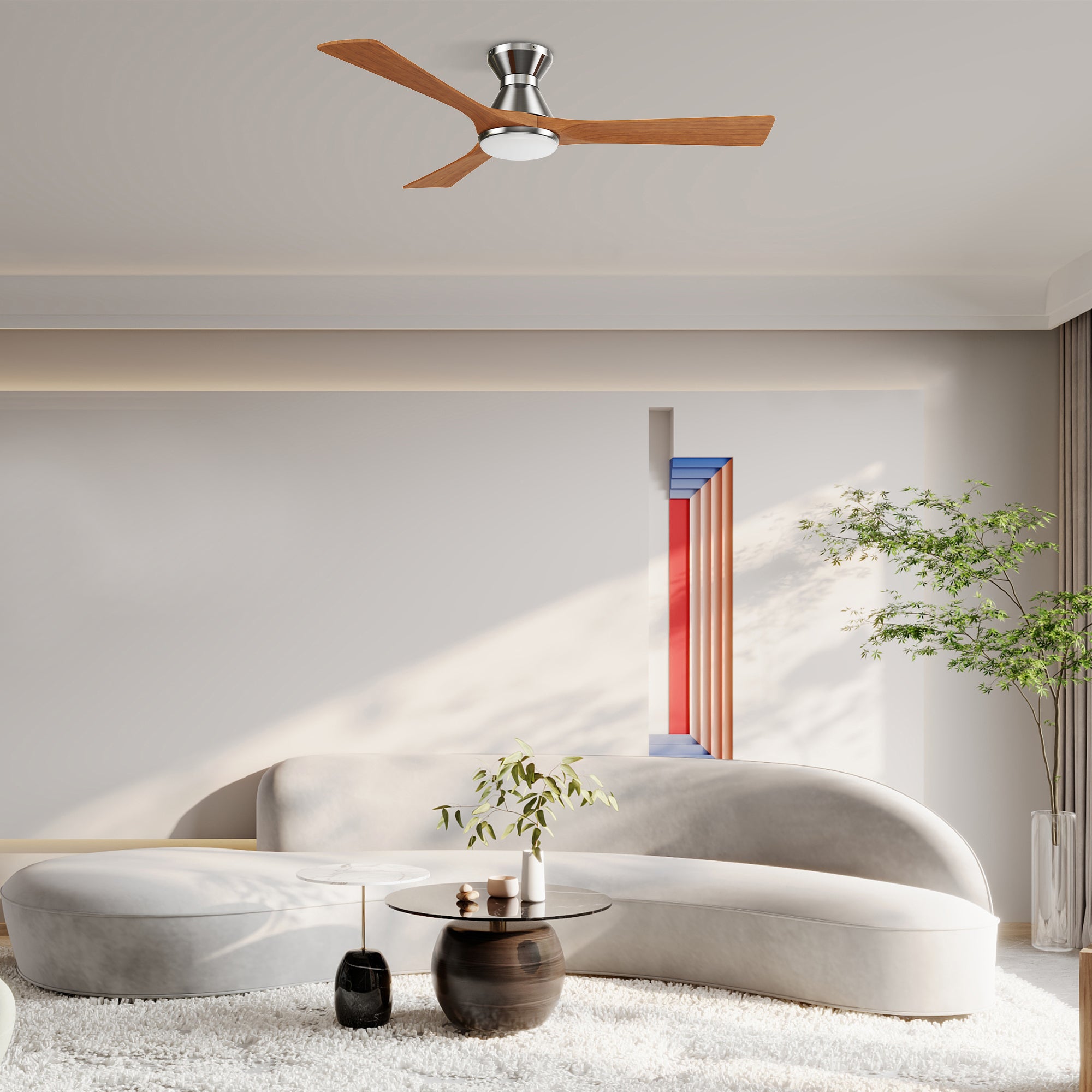 NICOLET 52 In 3 Blade Smart Ceiling Fan With Integrated LED Lights With Google Home