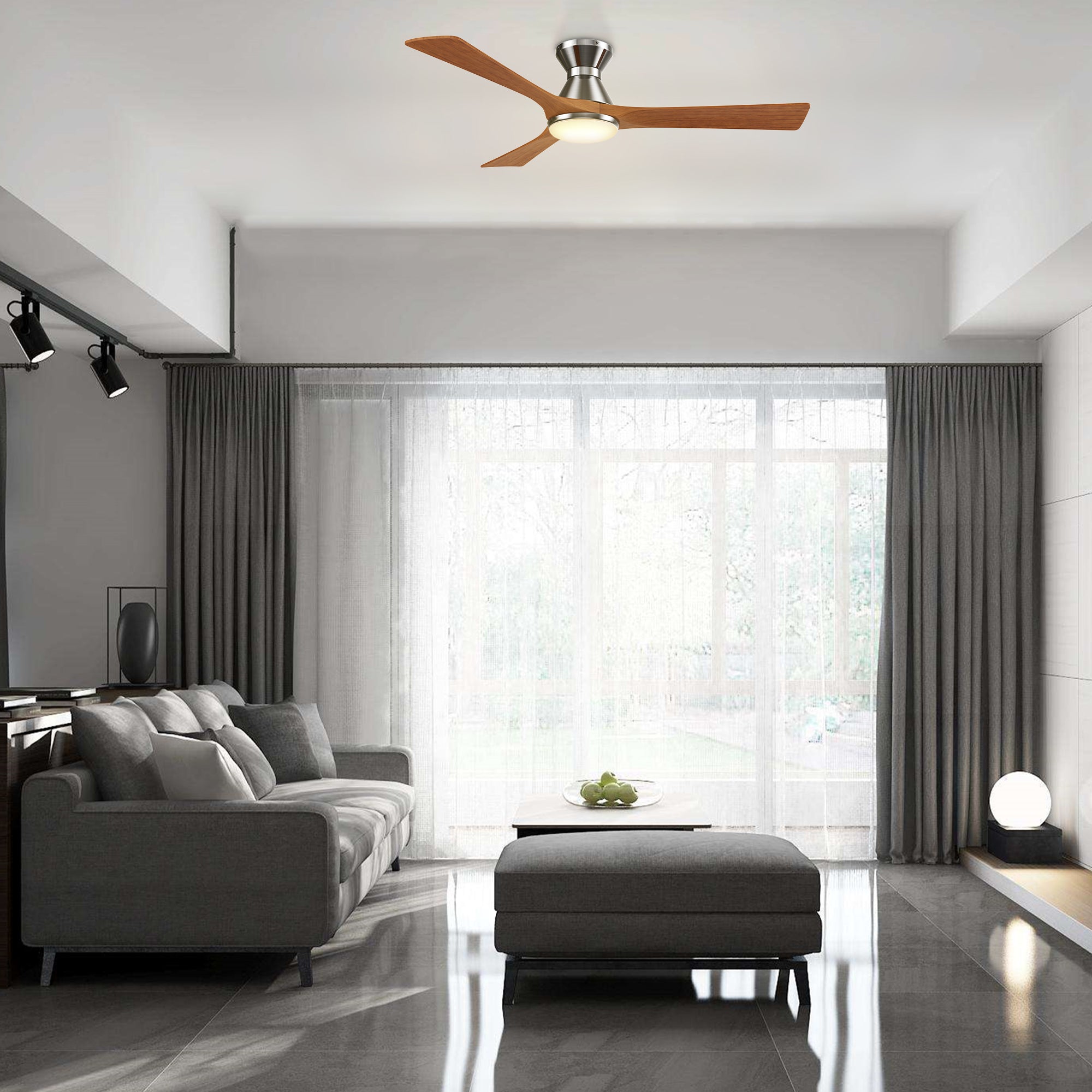 NICOLET 52 In 3 Blade Smart Ceiling Fan With Integrated LED Lights With Google Home