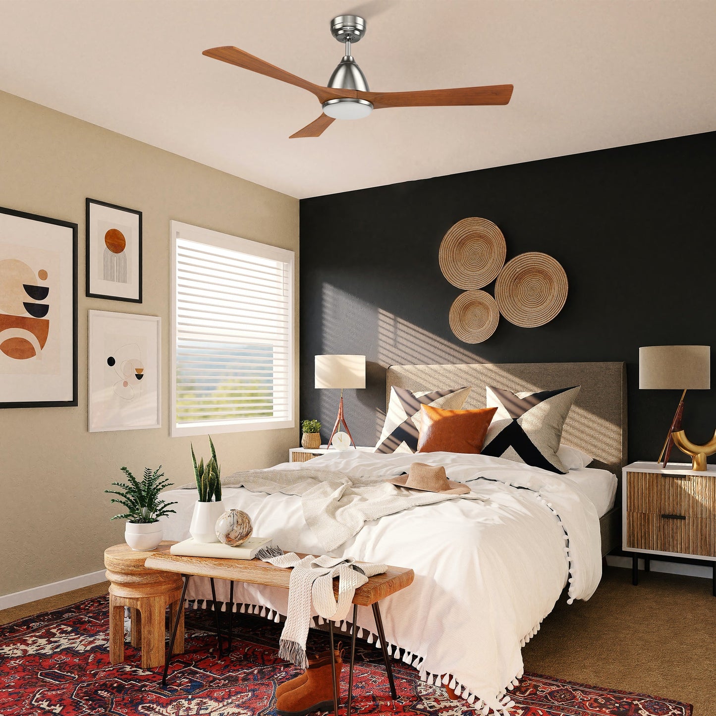 NICOLET 52 inch 3-Blade Smart Ceiling Fan with LED Light & Remote