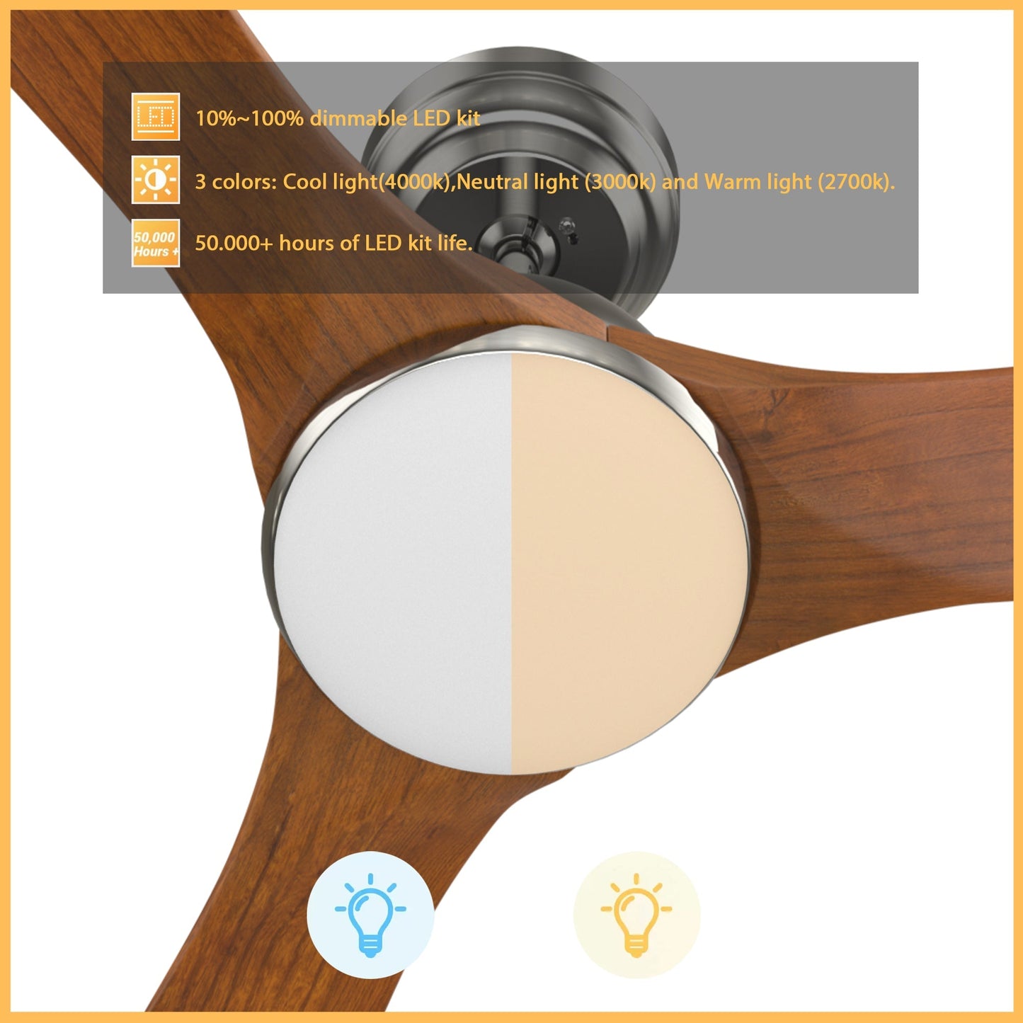 NICOLET 52 inch 3-Blade Smart Ceiling Fan with LED Light & Remote