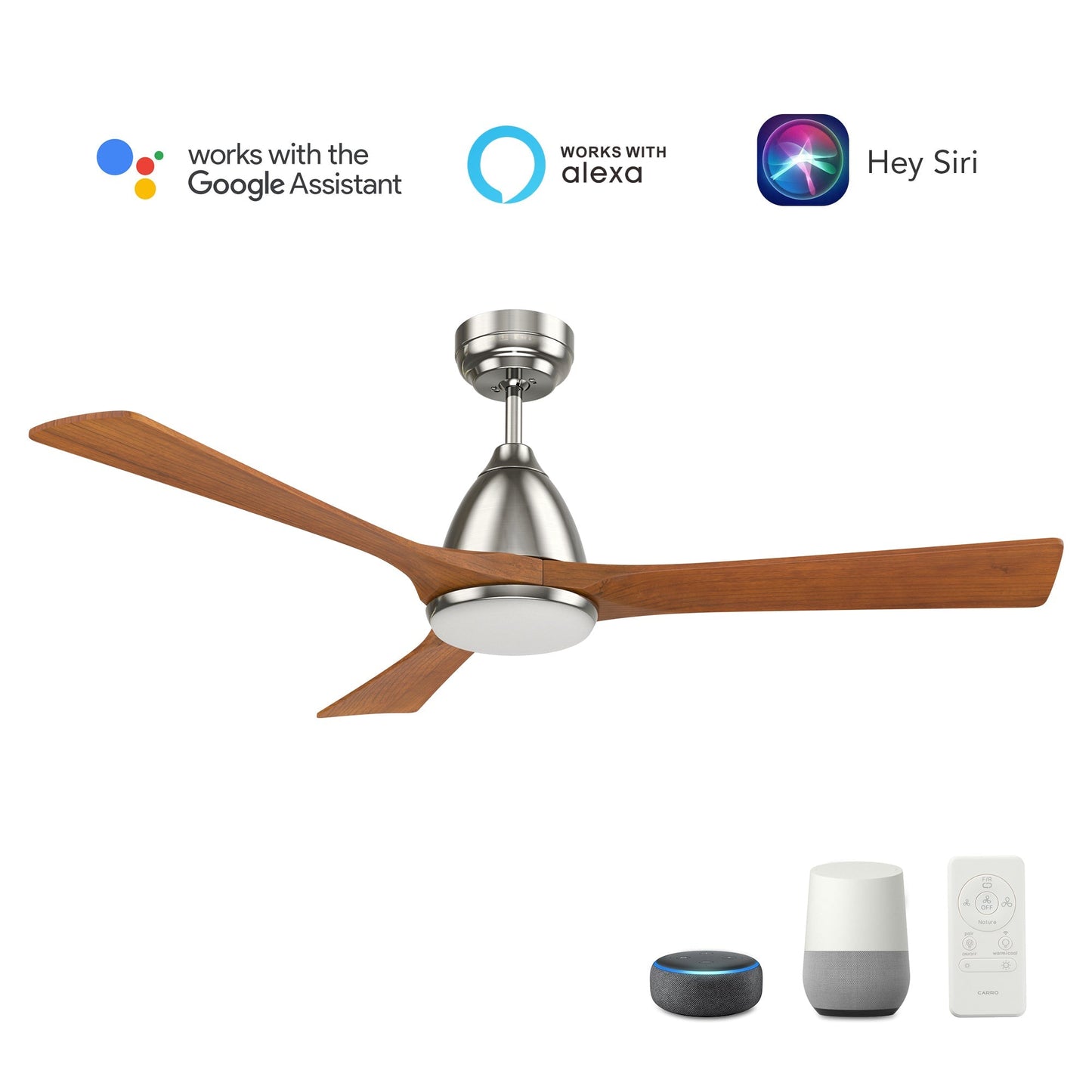 NICOLET 52 inch 3-Blade Smart Ceiling Fan with LED Light & Remote