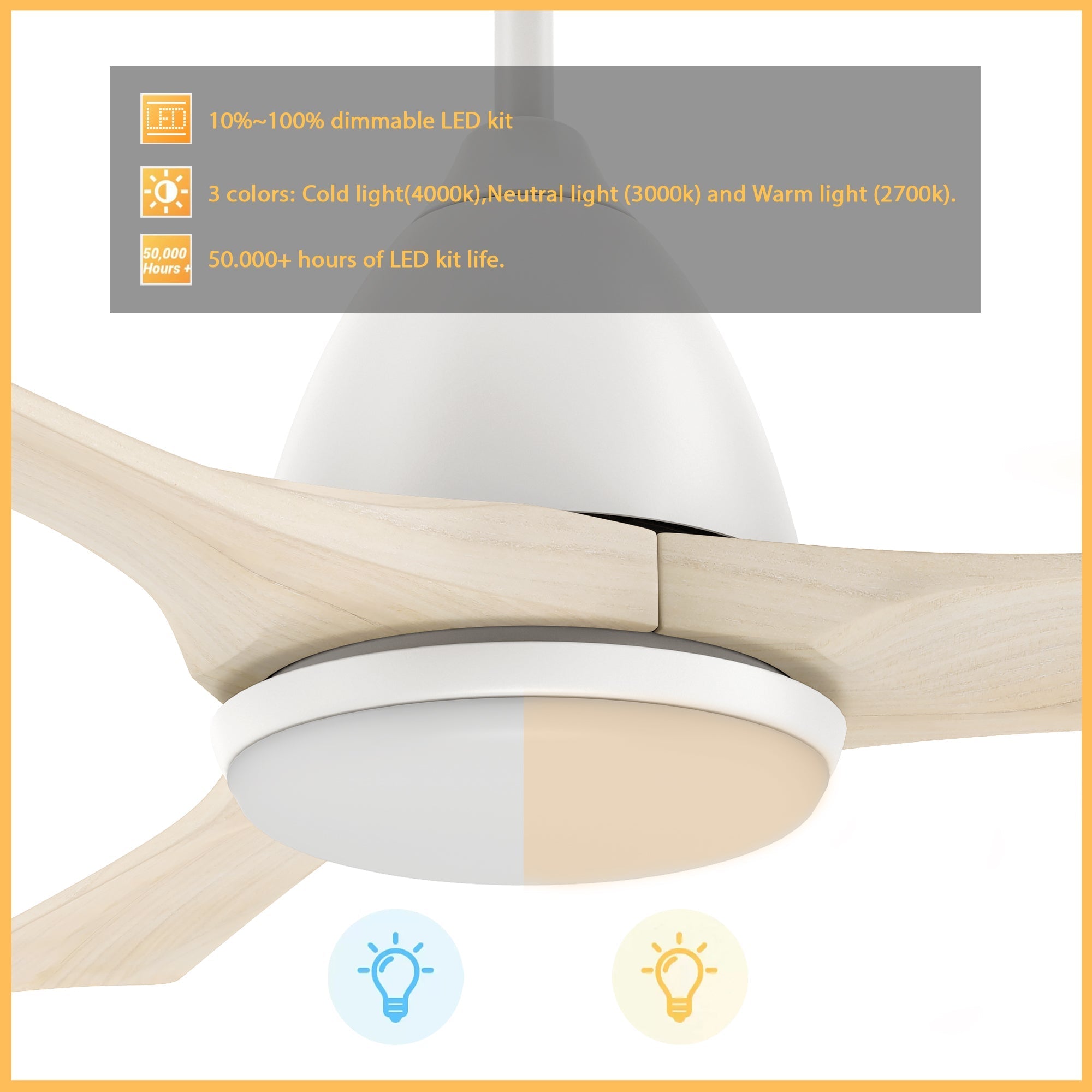 NICOLET 52 inch 3-Blade Smart Ceiling Fan with LED Light & Remote