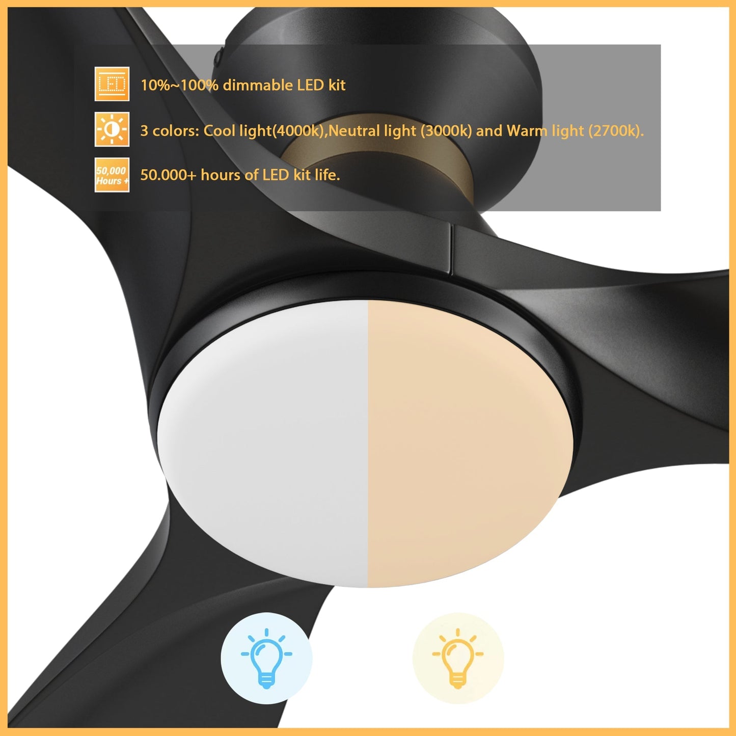 MERTON 52 In 3 Blade Smart Ceiling Fan With Integrated LED Lights With Google Home