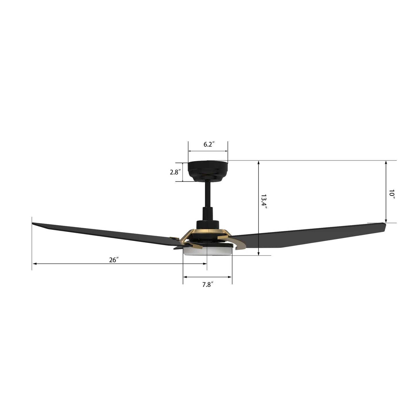 KAJ 52 In 3 Blade Smart Ceiling Fan With Integrated LED Lights With Google Home