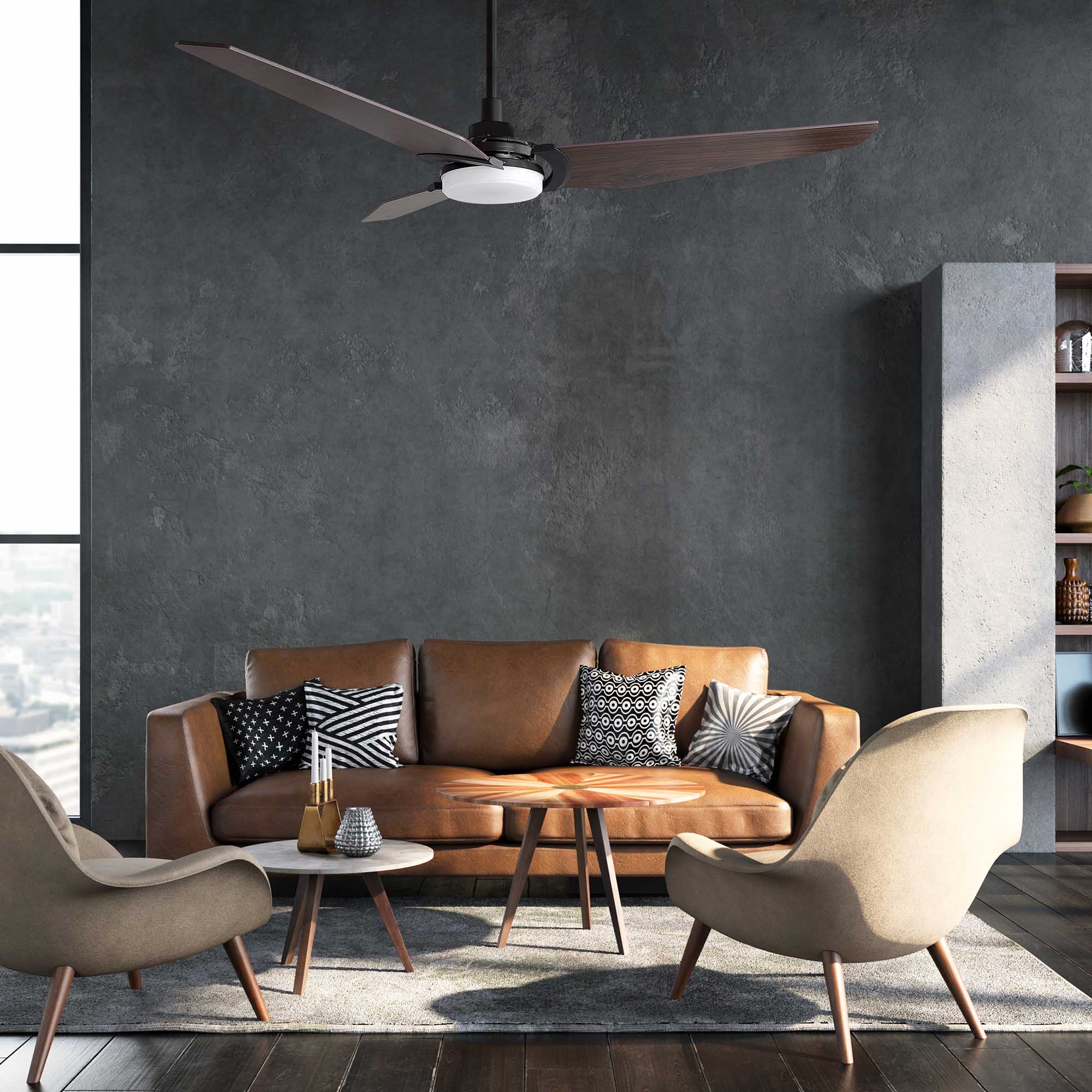 KAJ 52 In 3 Blade Smart Ceiling Fan With Integrated LED Lights With Google Home