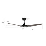 KAJ 52 In 3 Blade Smart Ceiling Fan With Integrated LED Lights With Google Home